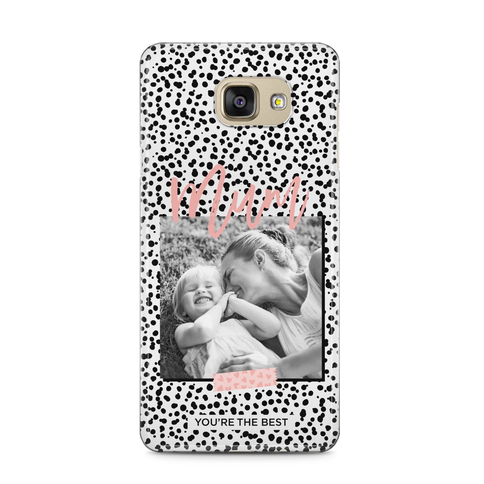 Polka Dot Mum Samsung Galaxy A5 2016 Case on gold phone