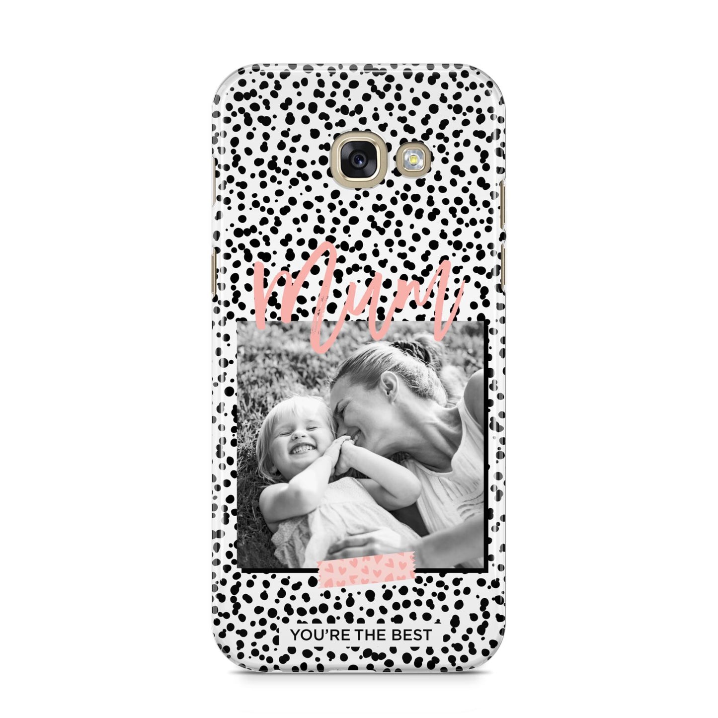 Polka Dot Mum Samsung Galaxy A5 2017 Case on gold phone