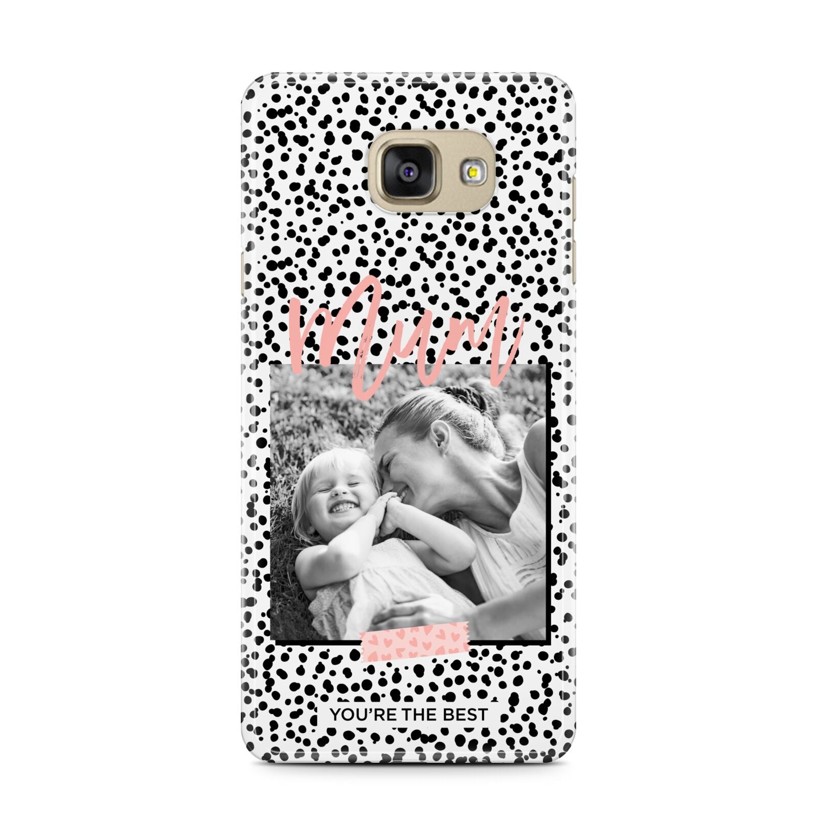 Polka Dot Mum Samsung Galaxy A7 2016 Case on gold phone