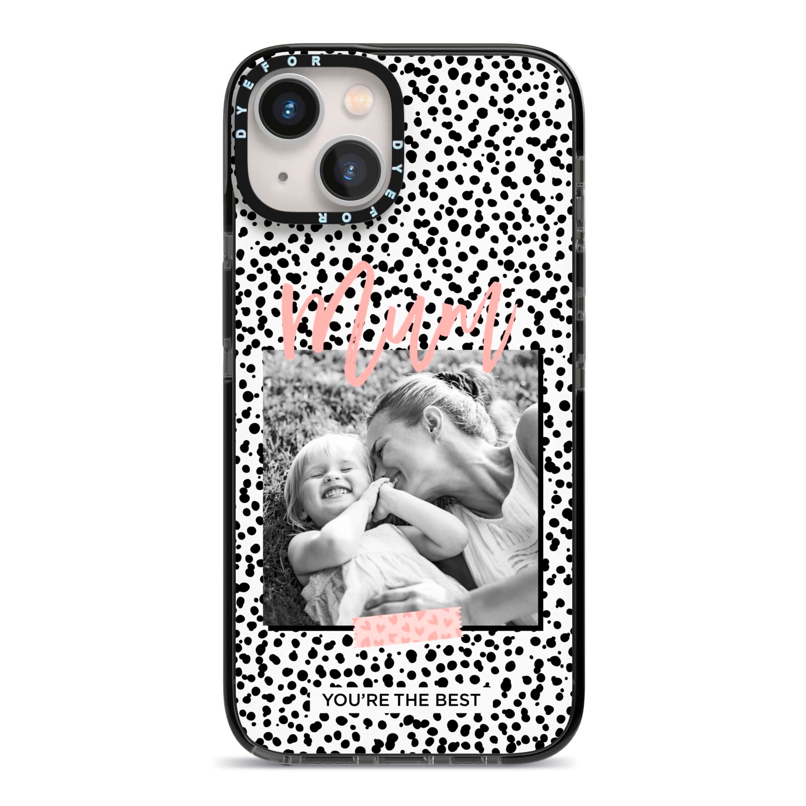 Polka Dot Mum iPhone 13 Black Impact Case on Silver phone