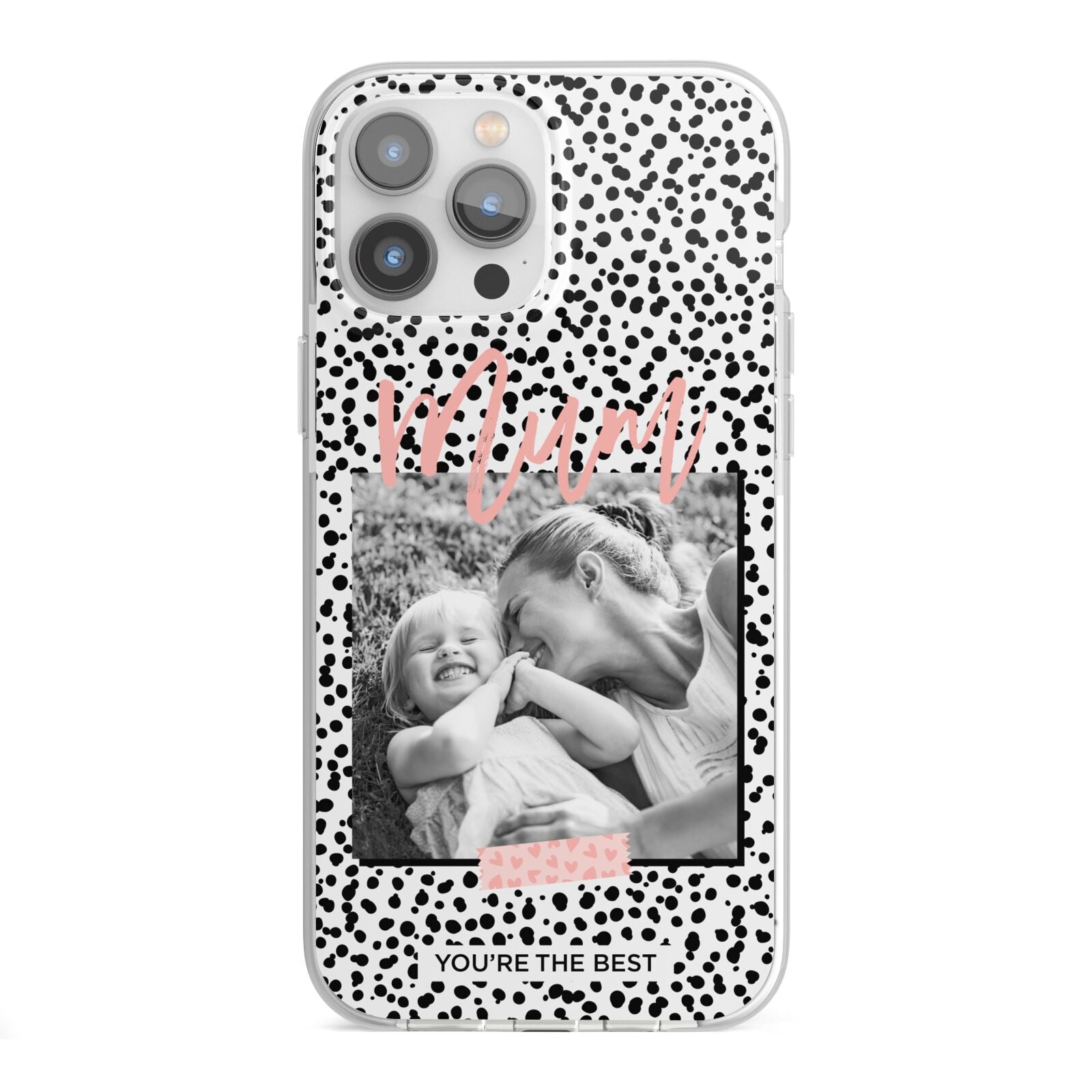 Polka Dot Mum iPhone 13 Pro Max TPU Impact Case with White Edges