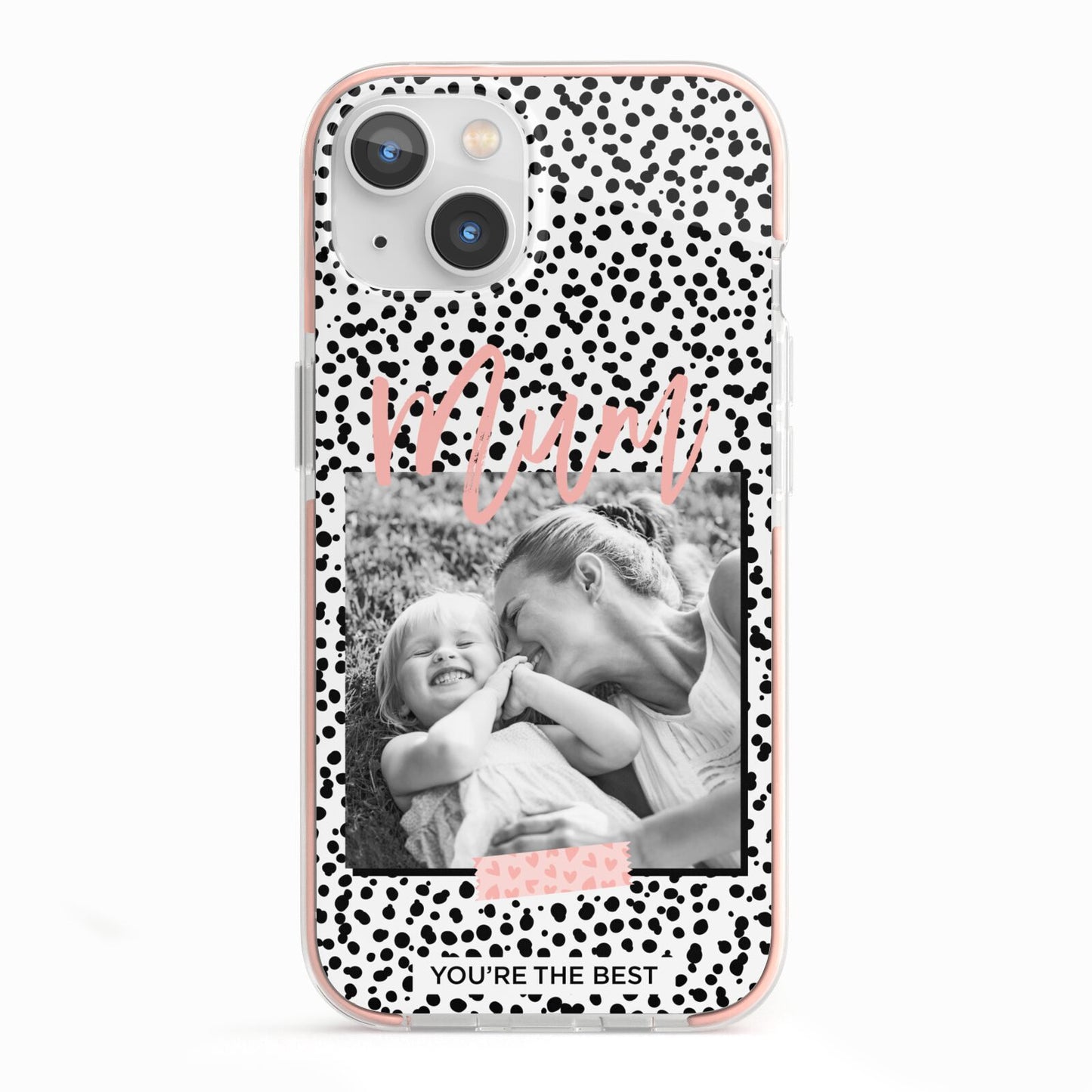 Polka Dot Mum iPhone 13 TPU Impact Case with Pink Edges