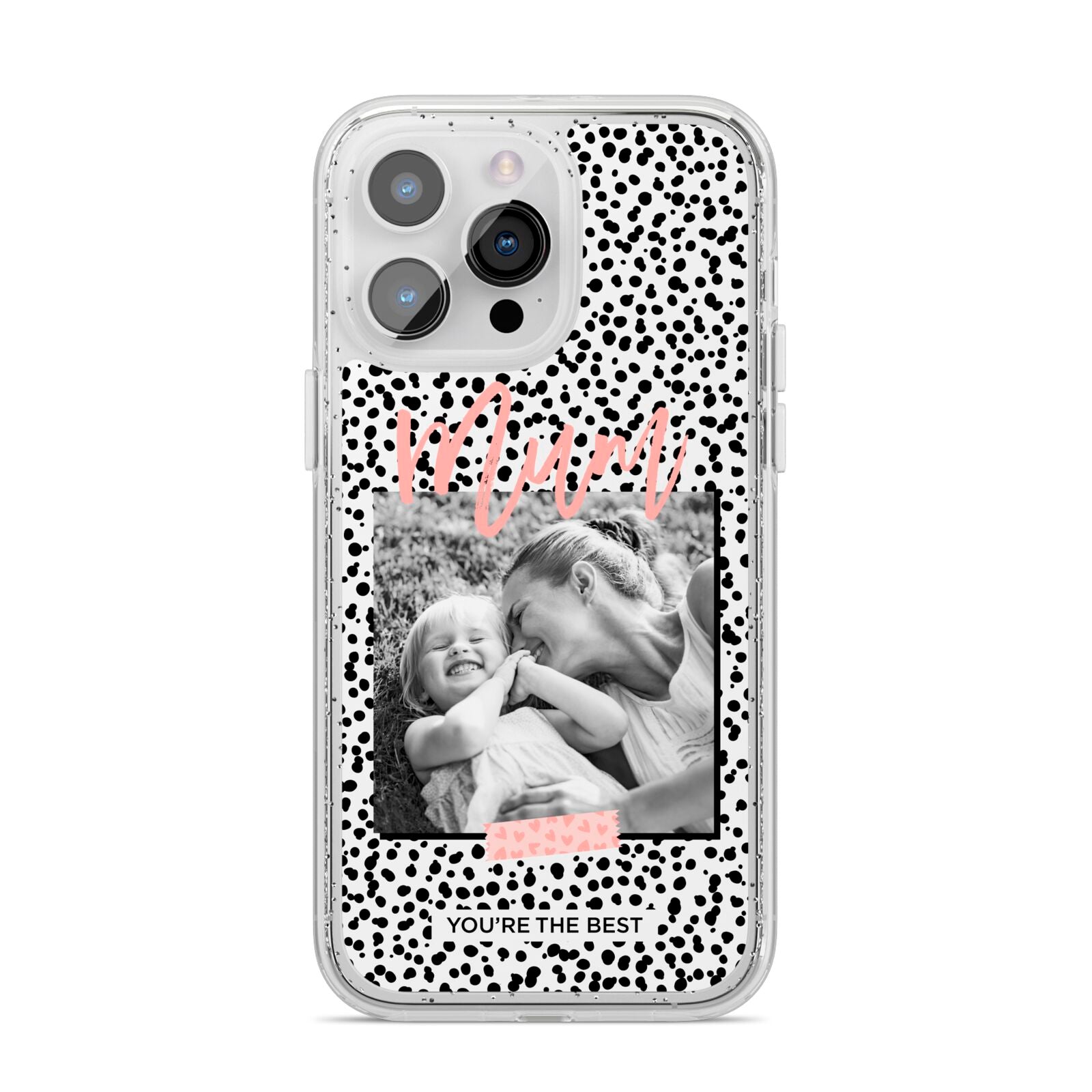 Polka Dot Mum iPhone 14 Pro Max Glitter Tough Case Silver