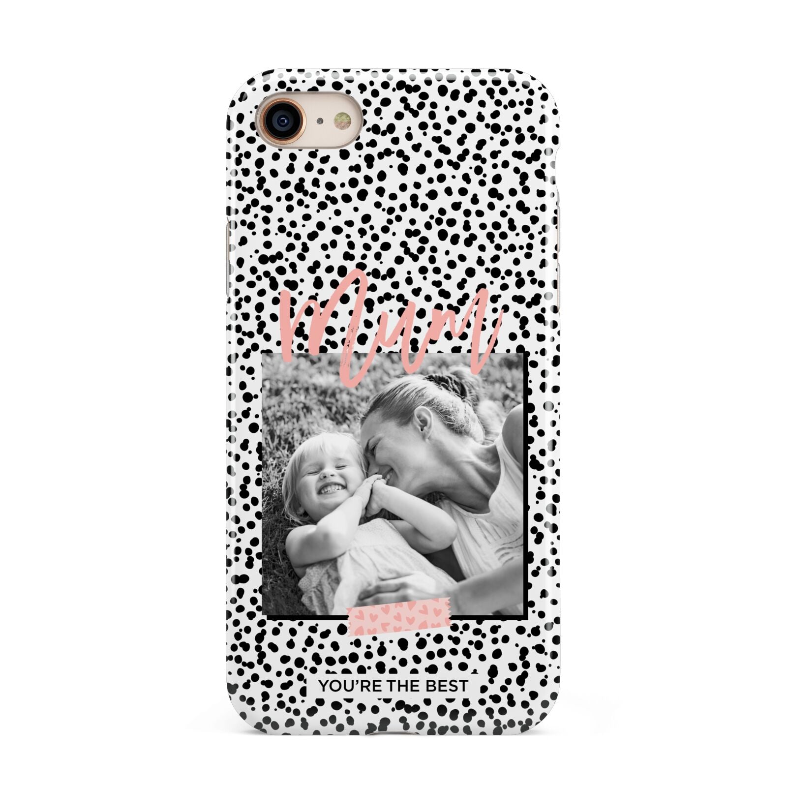 Polka Dot Mum iPhone 8 3D Tough Case on Gold Phone