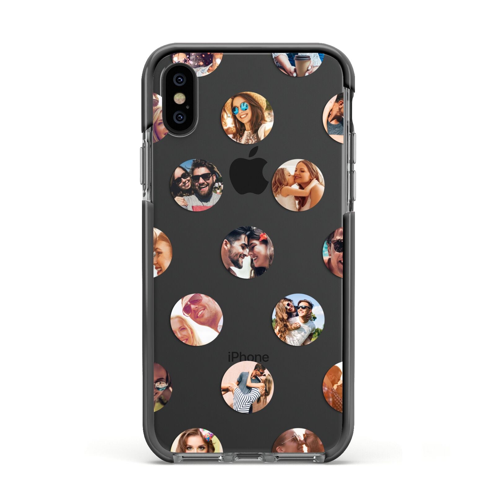 Polka Dot Photo Montage Upload Apple iPhone Xs Impact Case Black Edge on Black Phone