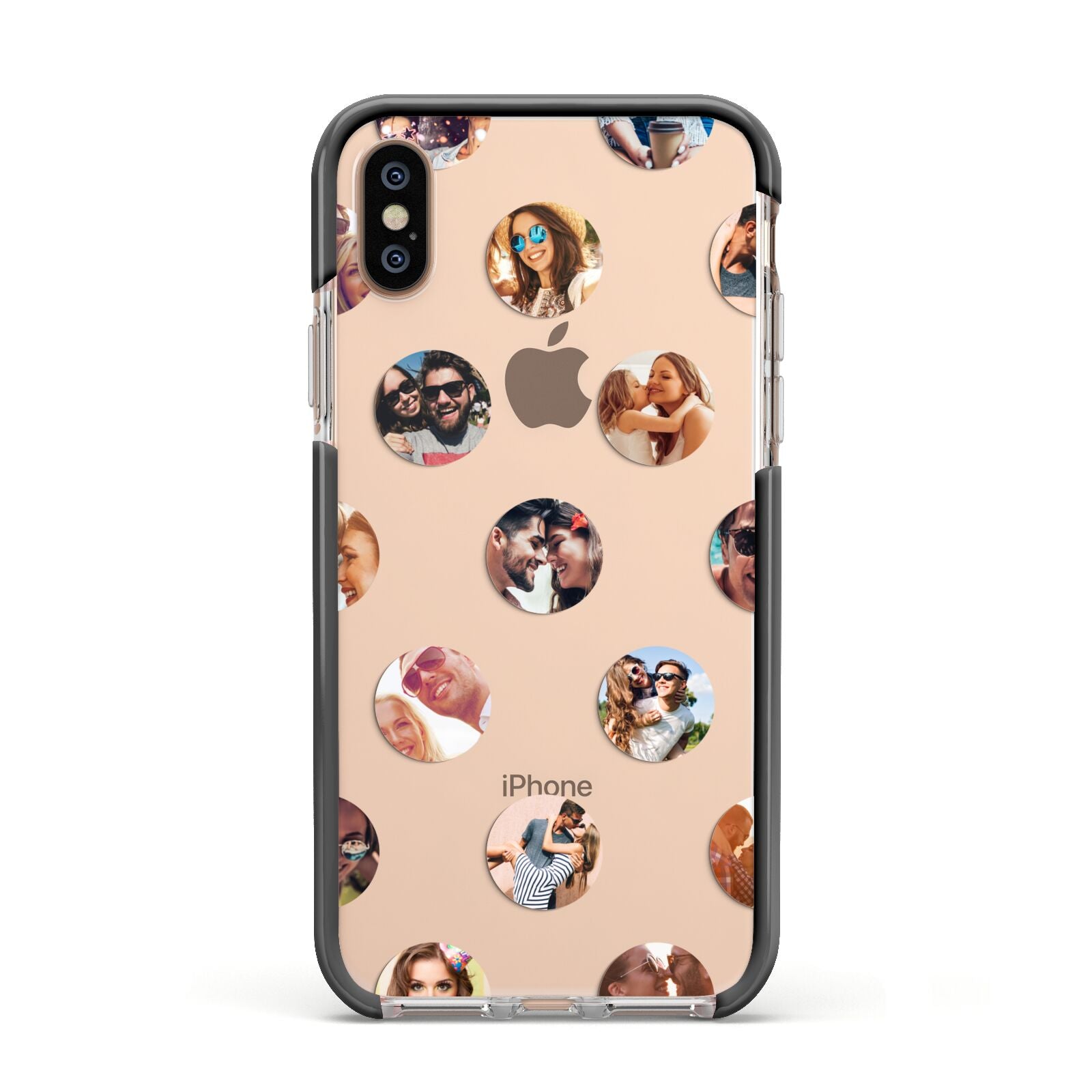 Polka Dot Photo Montage Upload Apple iPhone Xs Impact Case Black Edge on Gold Phone