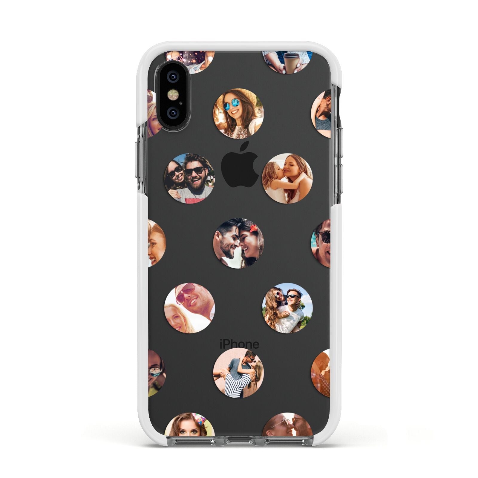 Polka Dot Photo Montage Upload Apple iPhone Xs Impact Case White Edge on Black Phone