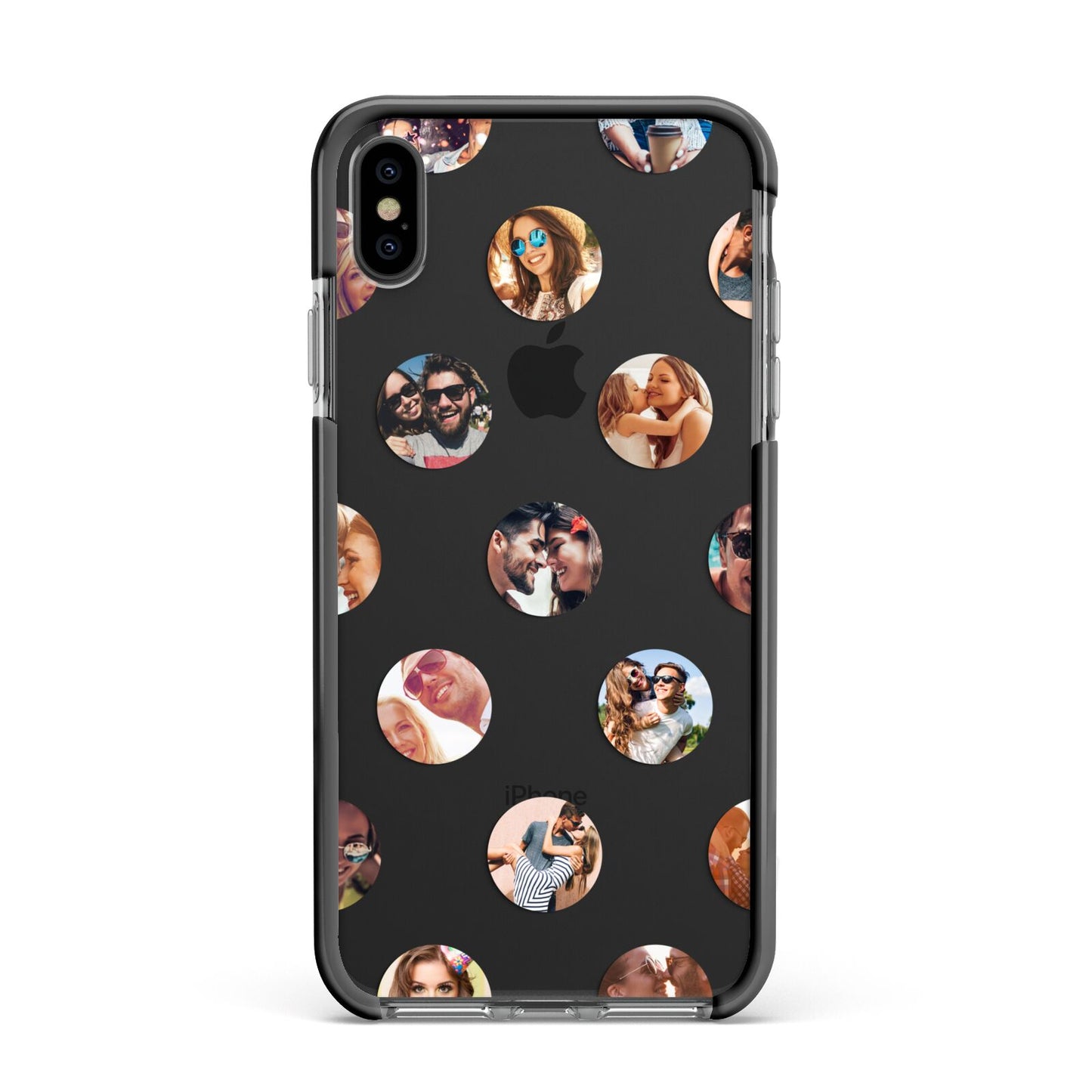 Polka Dot Photo Montage Upload Apple iPhone Xs Max Impact Case Black Edge on Black Phone