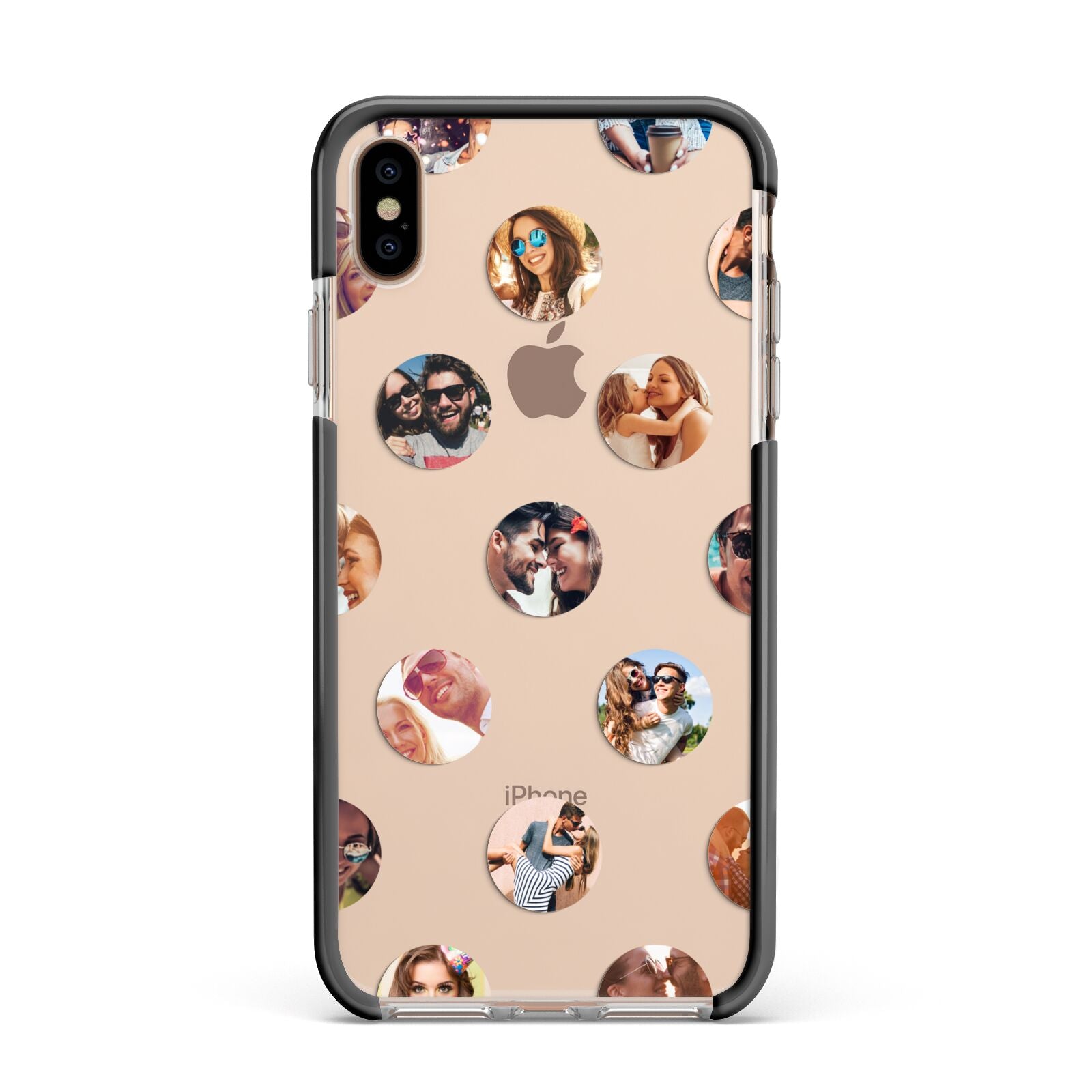 Polka Dot Photo Montage Upload Apple iPhone Xs Max Impact Case Black Edge on Gold Phone