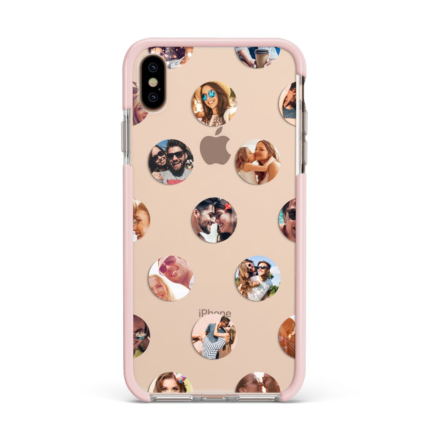 Polka Dot Photo Montage Upload Apple iPhone Xs Max Impact Case Pink Edge on Gold Phone