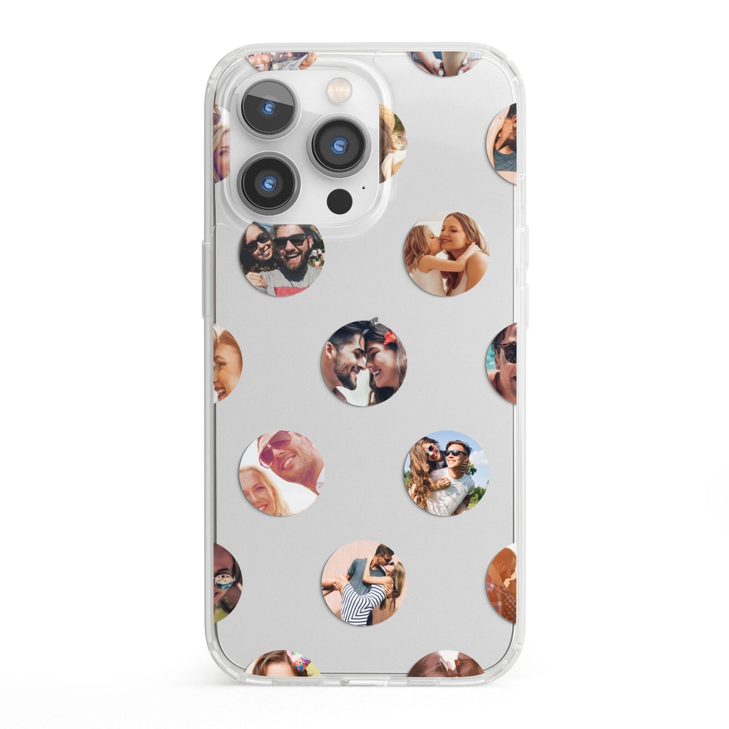 Polka Dot Photo Montage Upload iPhone 13 Pro Clear Bumper Case