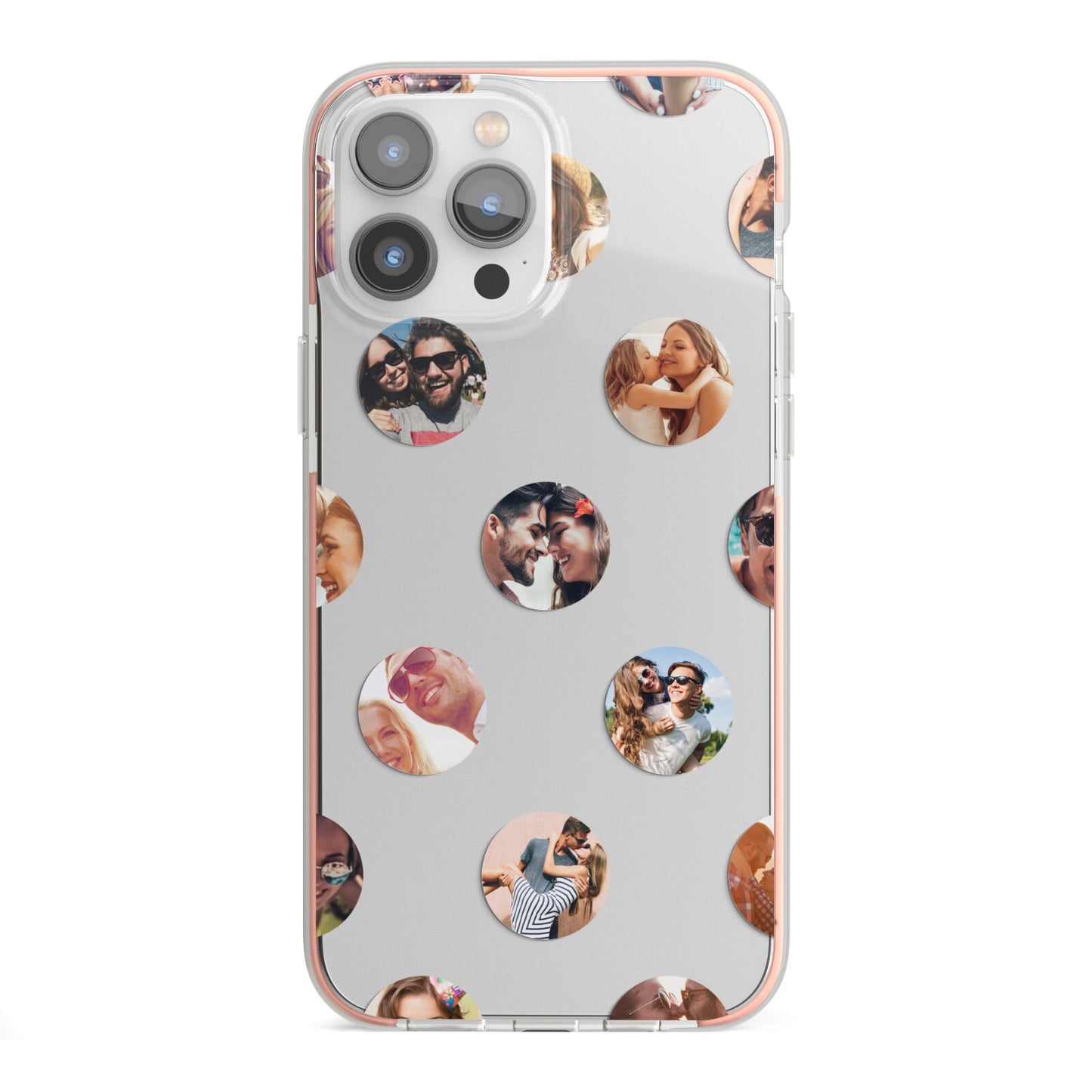 Polka Dot Photo Montage Upload iPhone 13 Pro Max TPU Impact Case with Pink Edges
