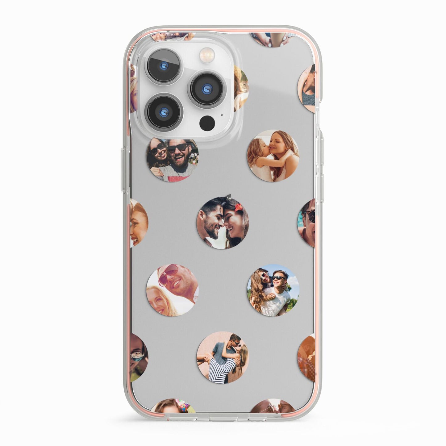 Polka Dot Photo Montage Upload iPhone 13 Pro TPU Impact Case with Pink Edges