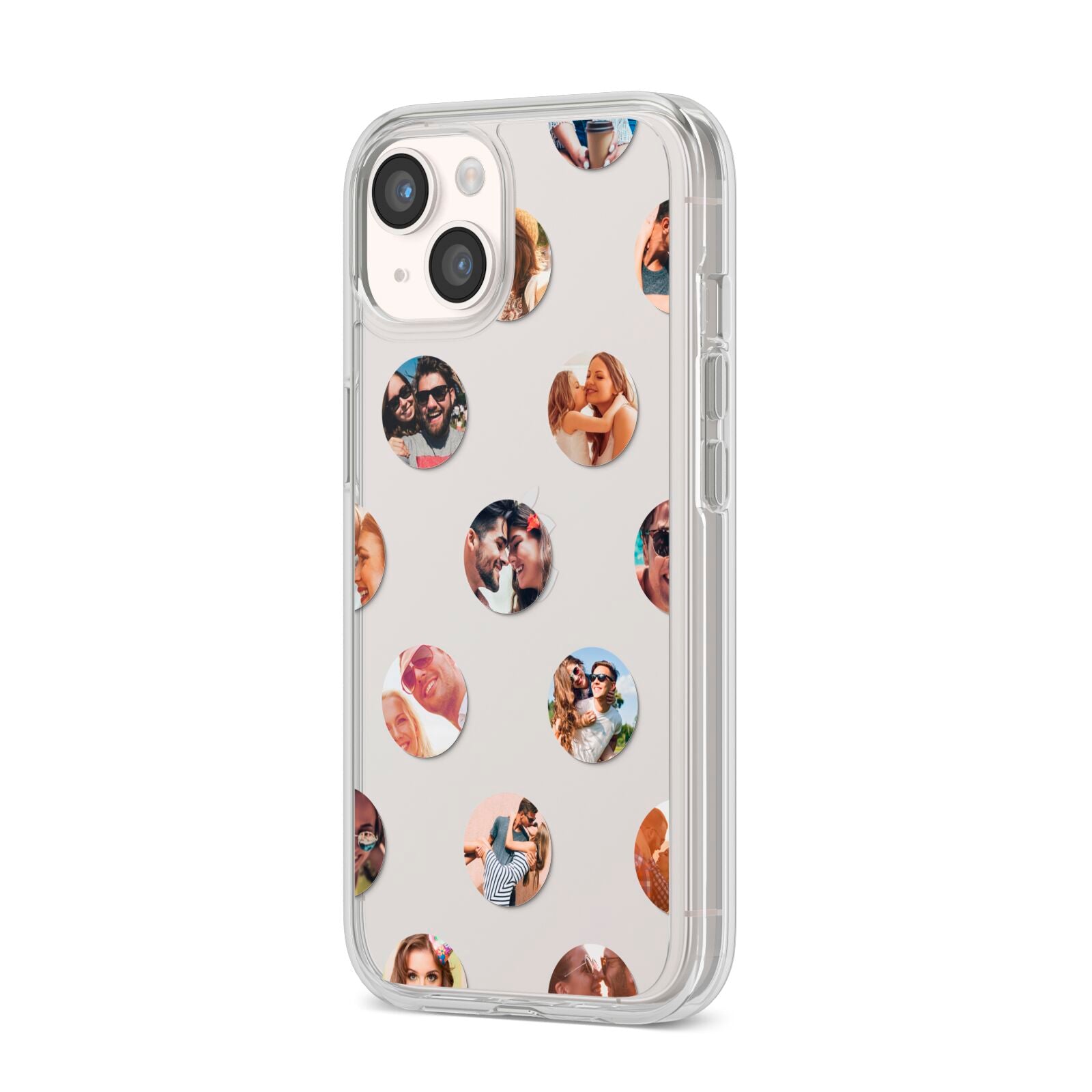 Polka Dot Photo Montage Upload iPhone 14 Clear Tough Case Starlight Angled Image