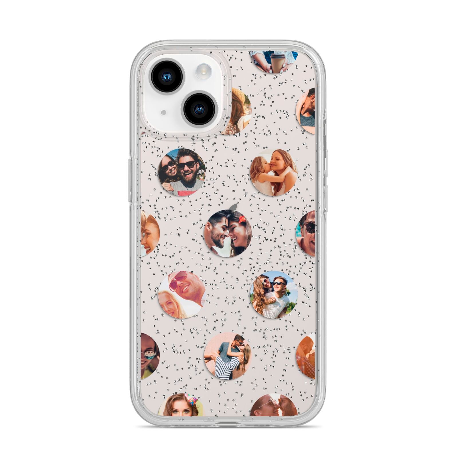 Polka Dot Photo Montage Upload iPhone 14 Glitter Tough Case Starlight