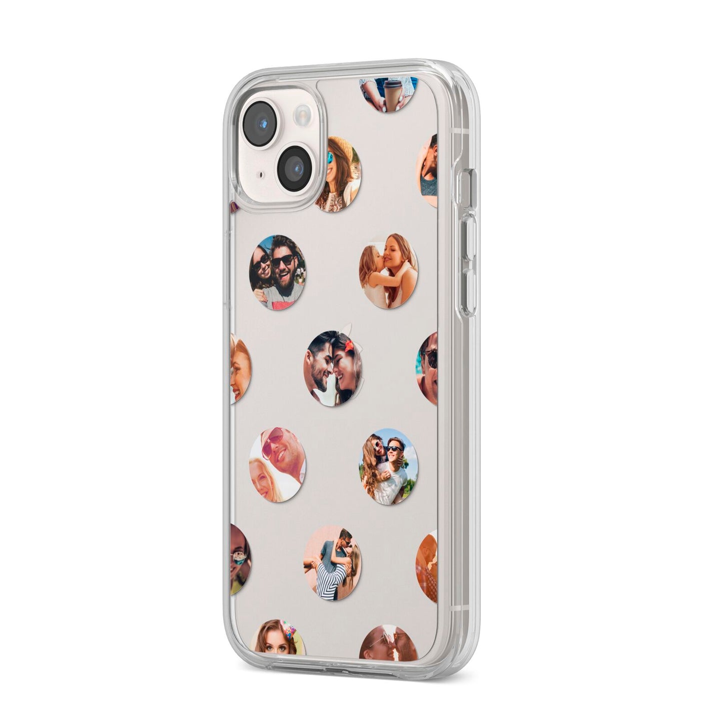 Polka Dot Photo Montage Upload iPhone 14 Plus Clear Tough Case Starlight Angled Image