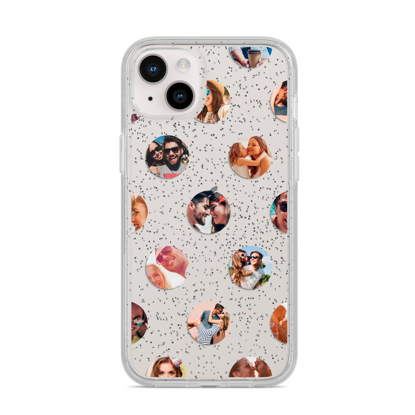 Polka Dot Photo Montage Upload iPhone 14 Plus Glitter Tough Case Starlight