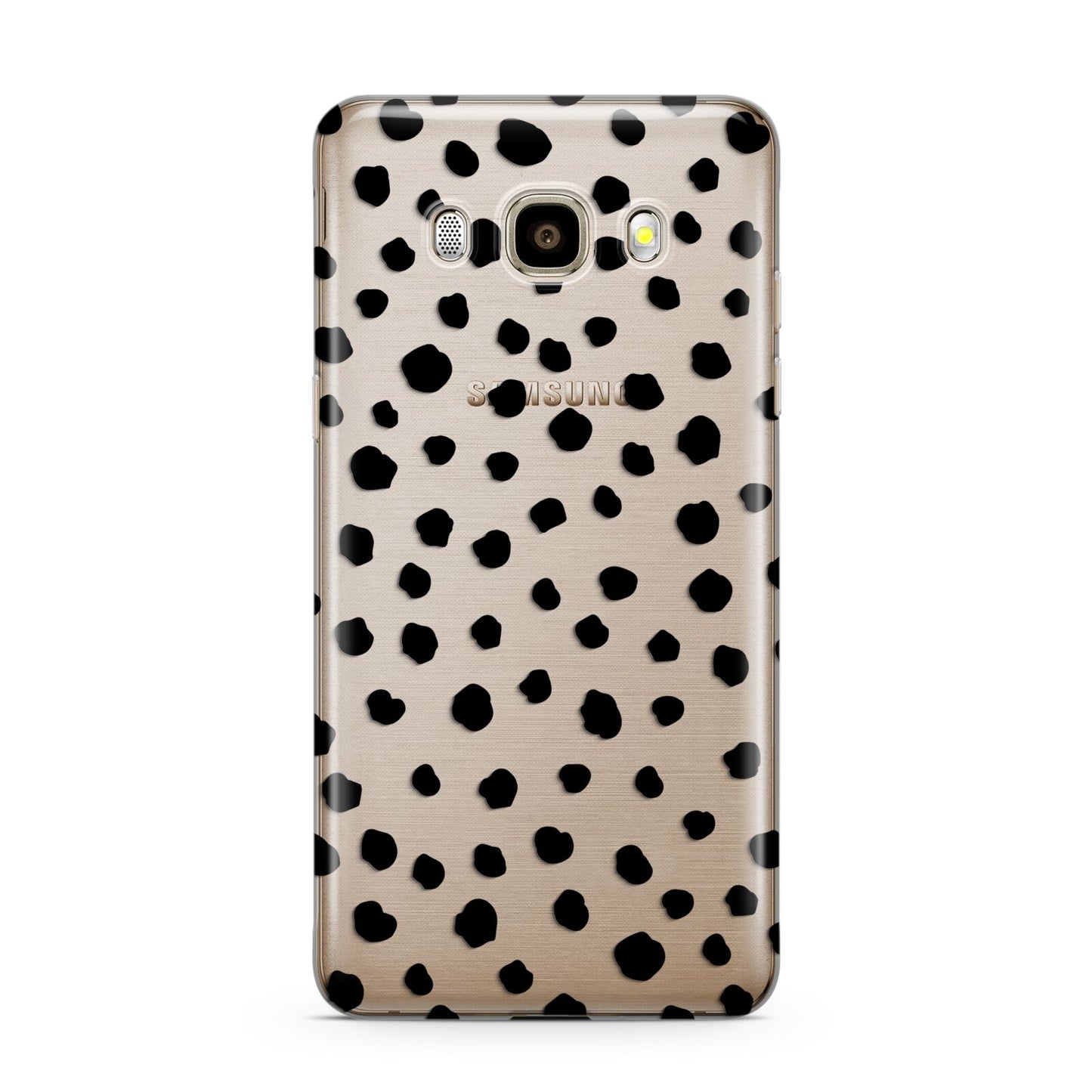 Polka Dot Samsung Galaxy J7 2016 Case on gold phone