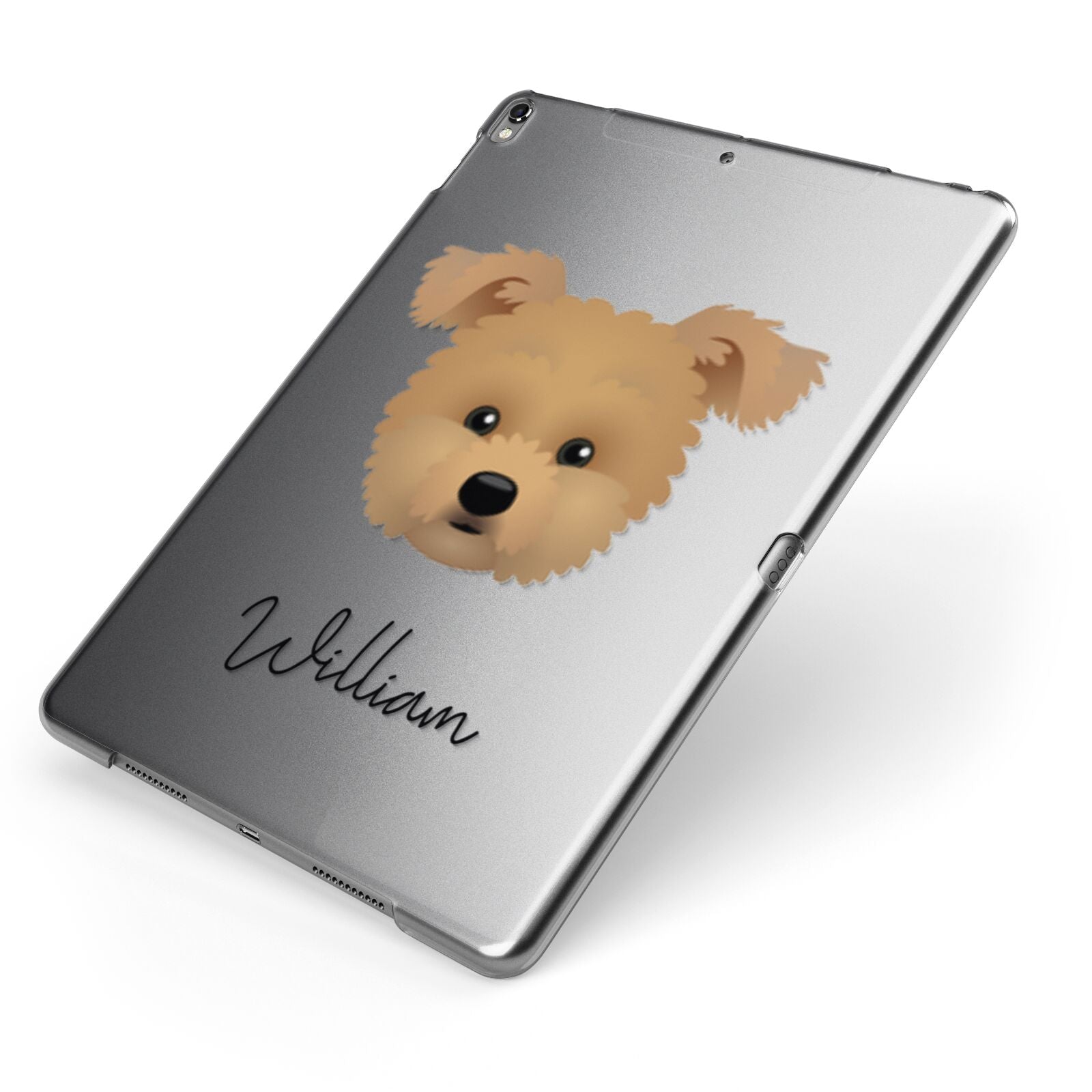 Pomapoo Personalised Apple iPad Case on Grey iPad Side View