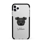 Pomapoo Personalised Apple iPhone 11 Pro Max in Silver with Black Impact Case