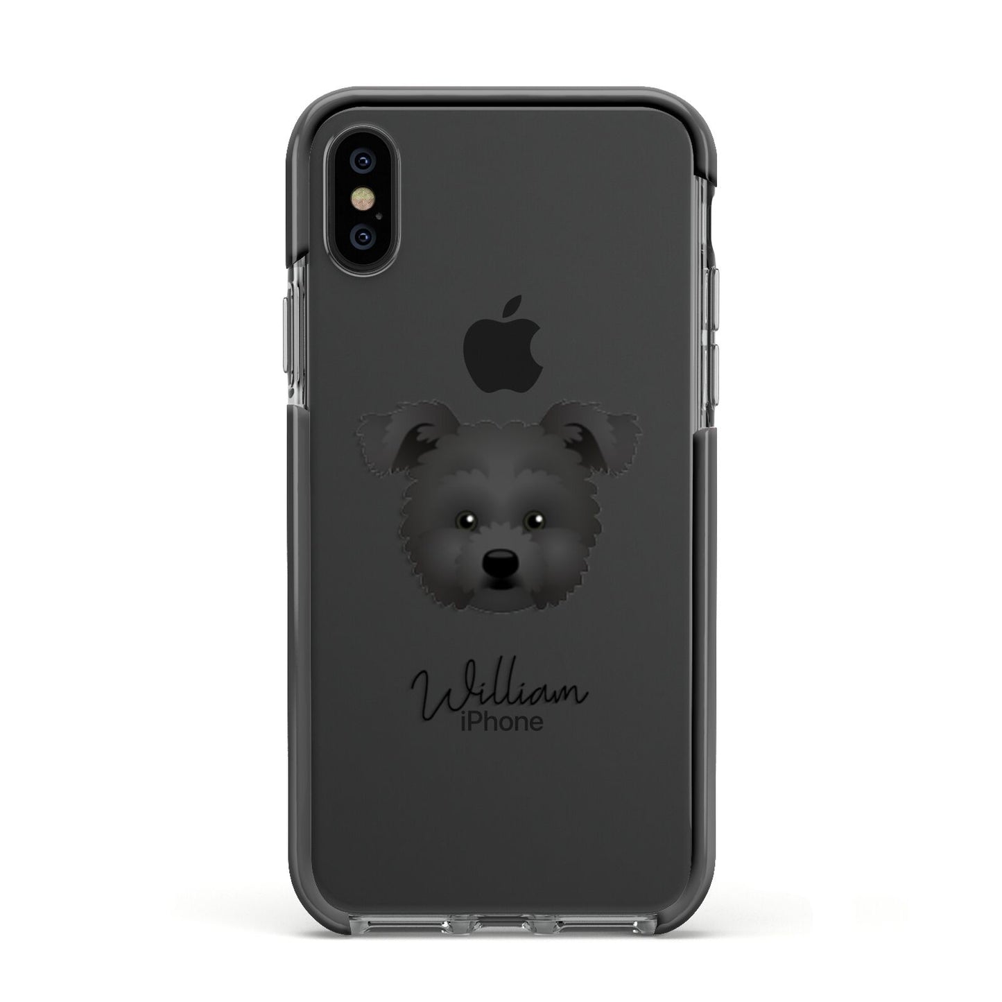 Pomapoo Personalised Apple iPhone Xs Impact Case Black Edge on Black Phone