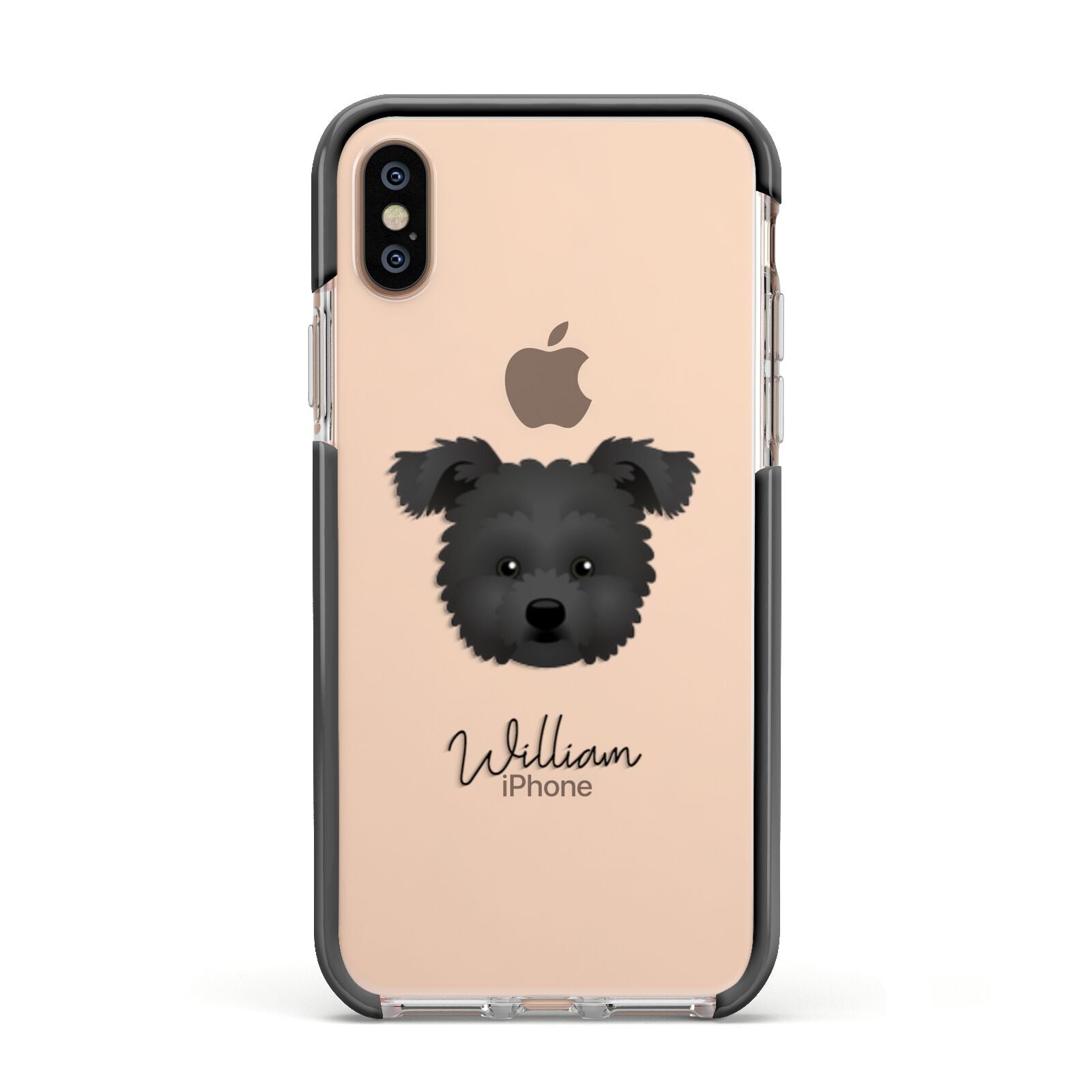 Pomapoo Personalised Apple iPhone Xs Impact Case Black Edge on Gold Phone