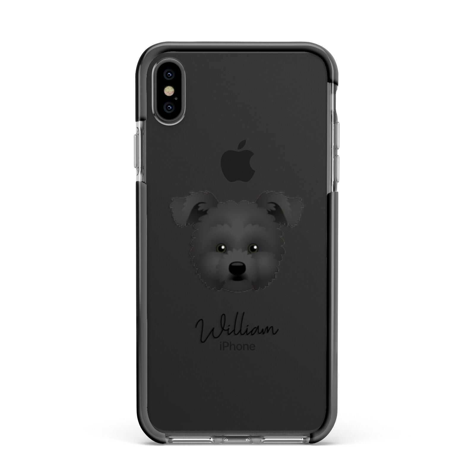 Pomapoo Personalised Apple iPhone Xs Max Impact Case Black Edge on Black Phone