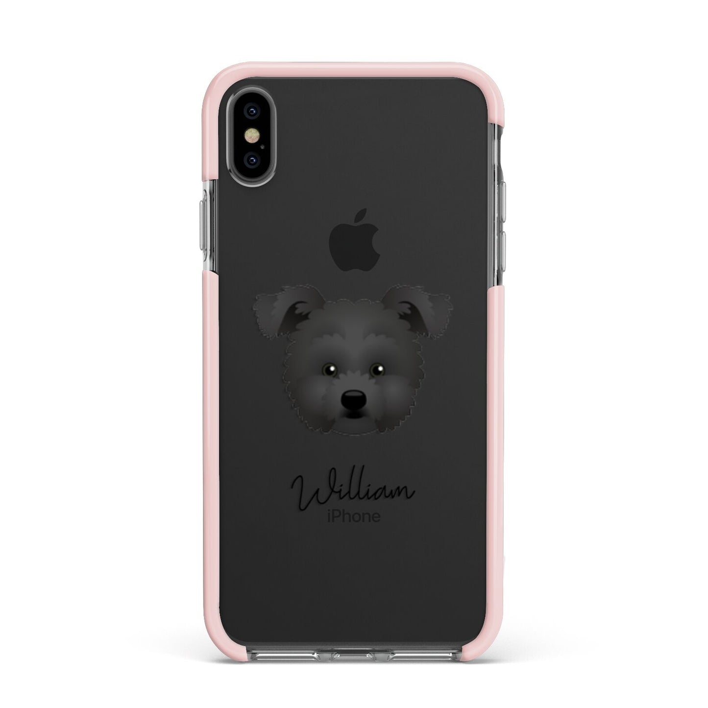 Pomapoo Personalised Apple iPhone Xs Max Impact Case Pink Edge on Black Phone