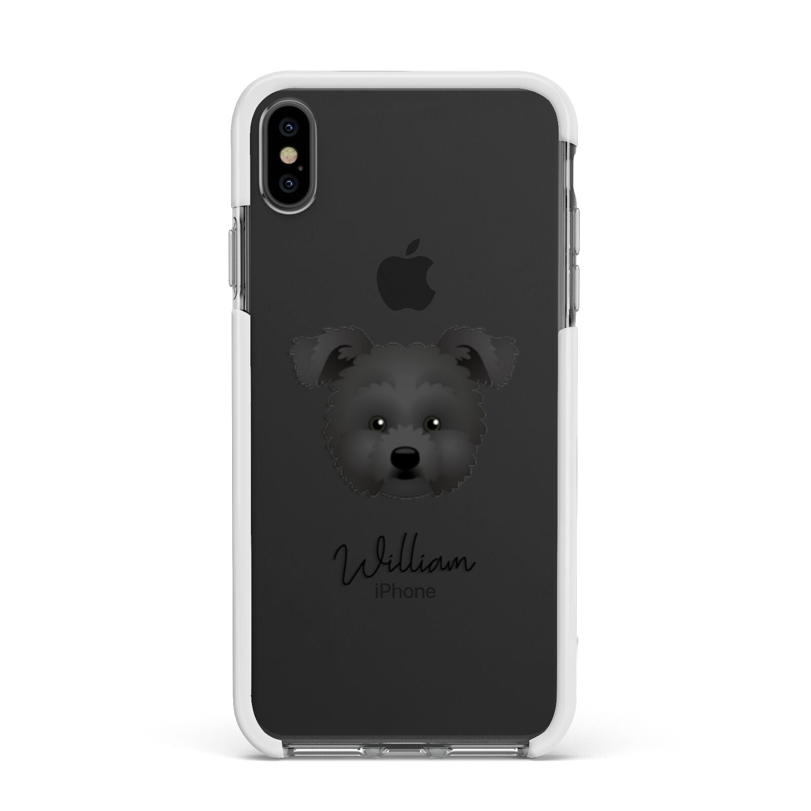 Pomapoo Personalised Apple iPhone Xs Max Impact Case White Edge on Black Phone