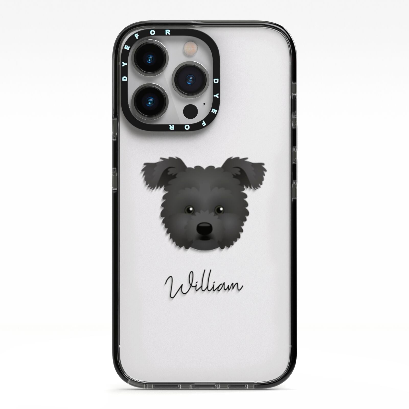 Pomapoo Personalised iPhone 13 Pro Black Impact Case on Silver phone