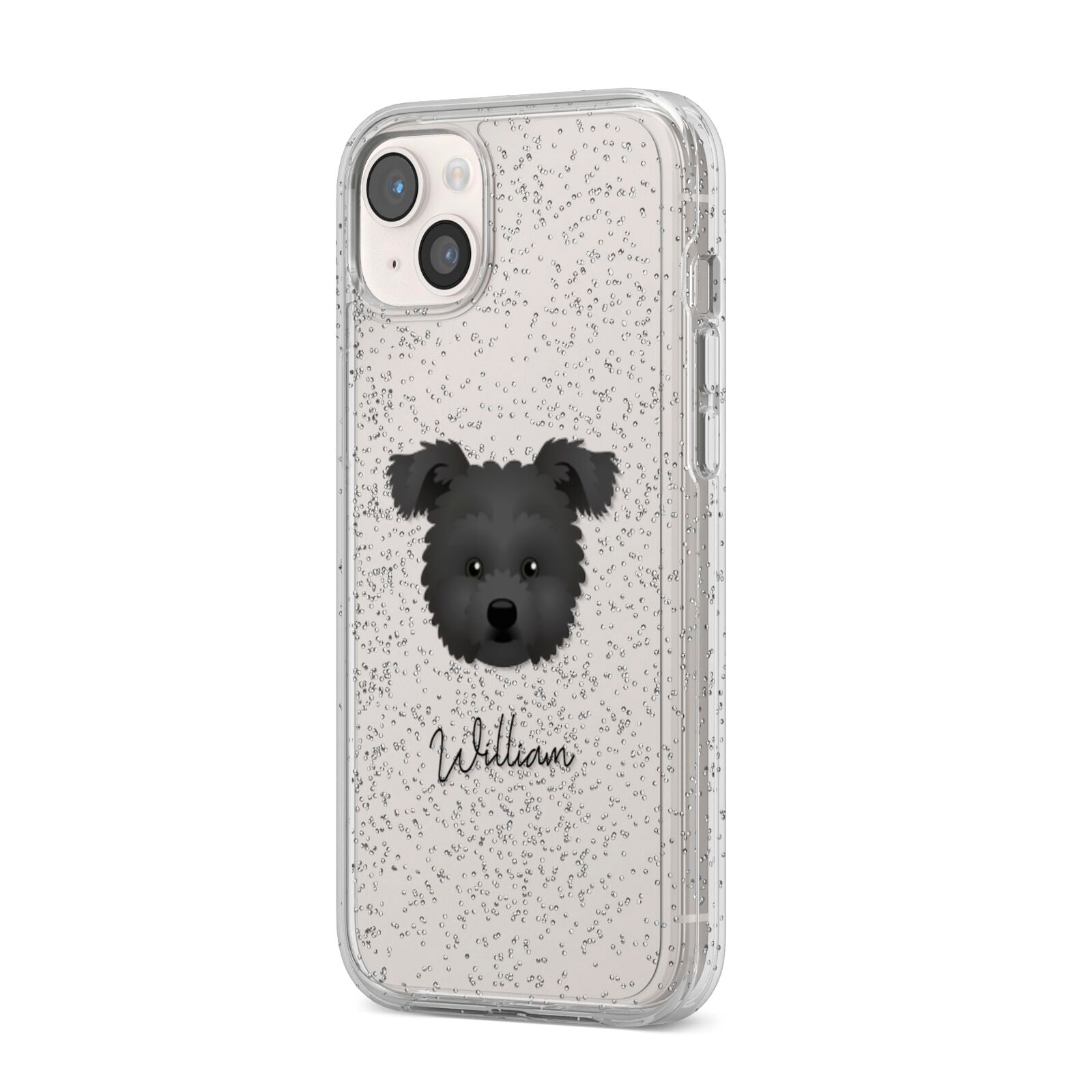 Pomapoo Personalised iPhone 14 Plus Glitter Tough Case Starlight Angled Image