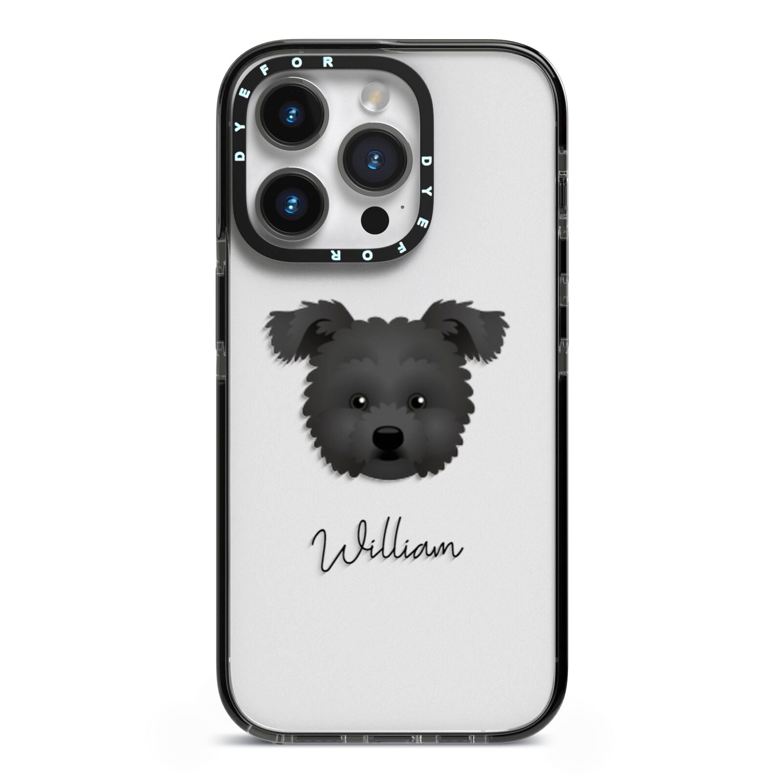 Pomapoo Personalised iPhone 14 Pro Black Impact Case on Silver phone