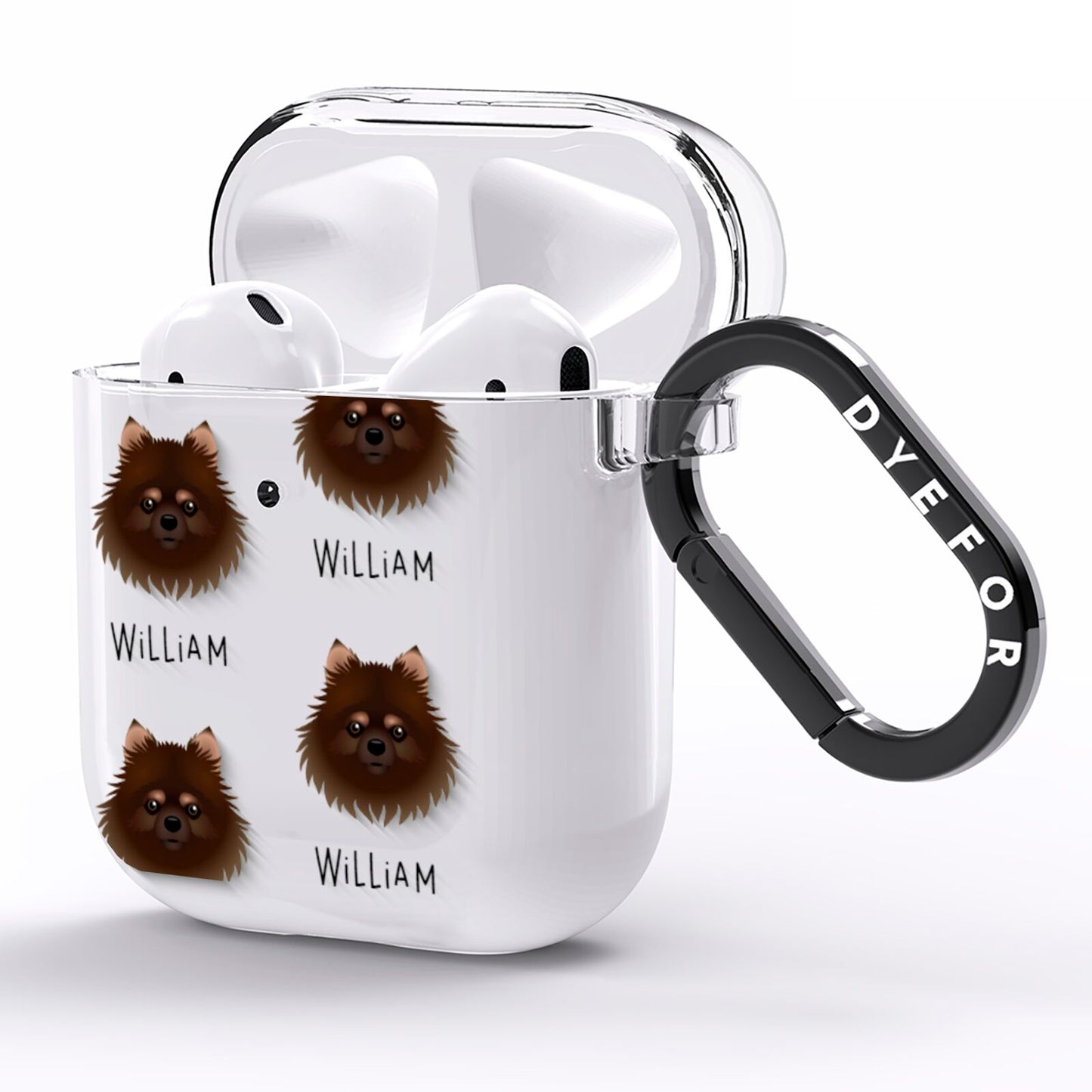 Pomchi Icon with Name AirPods Clear Case Side Image