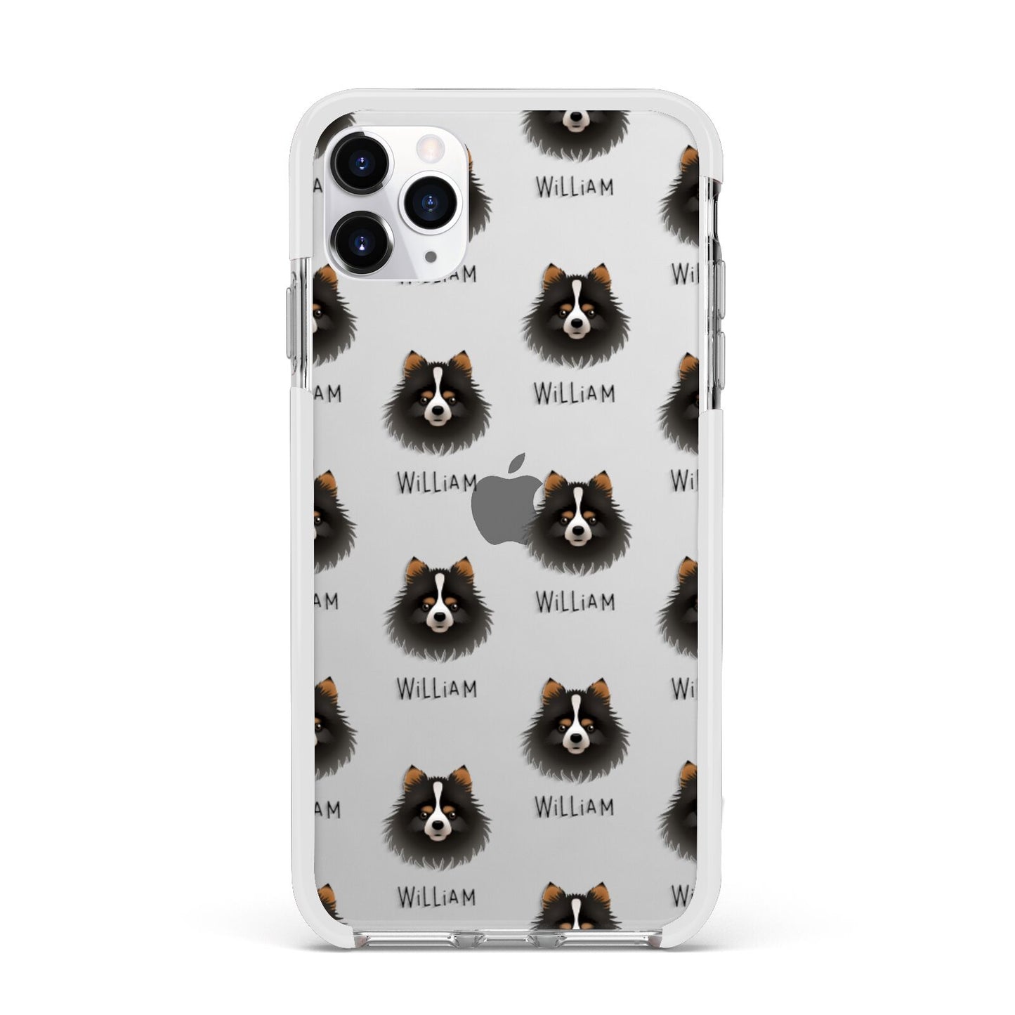 Pomchi Icon with Name Apple iPhone 11 Pro Max in Silver with White Impact Case