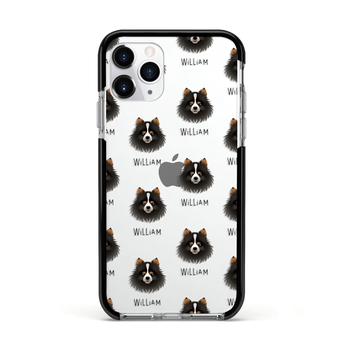 Pomchi Icon with Name Apple iPhone 11 Pro in Silver with Black Impact Case