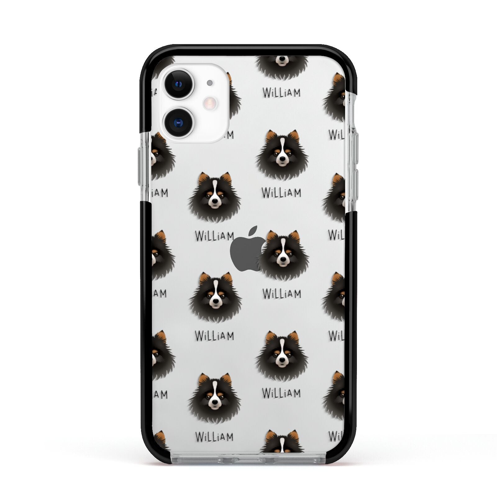 Pomchi Icon with Name Apple iPhone 11 in White with Black Impact Case