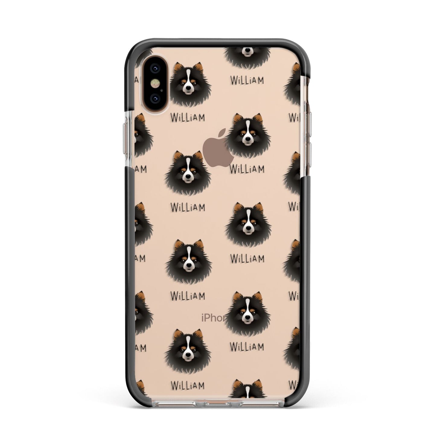 Pomchi Icon with Name Apple iPhone Xs Max Impact Case Black Edge on Gold Phone