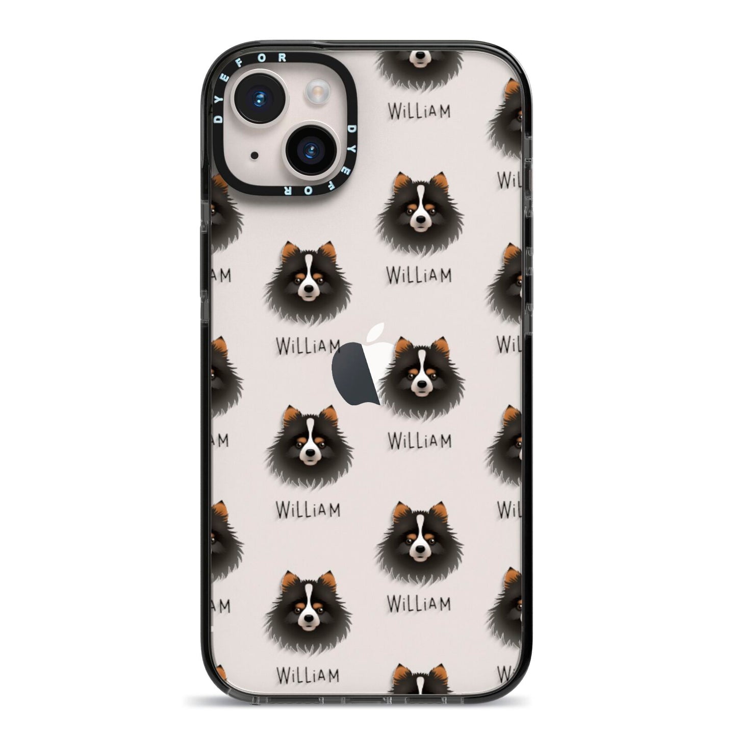 Pomchi Icon with Name iPhone 14 Plus Black Impact Case on Silver phone