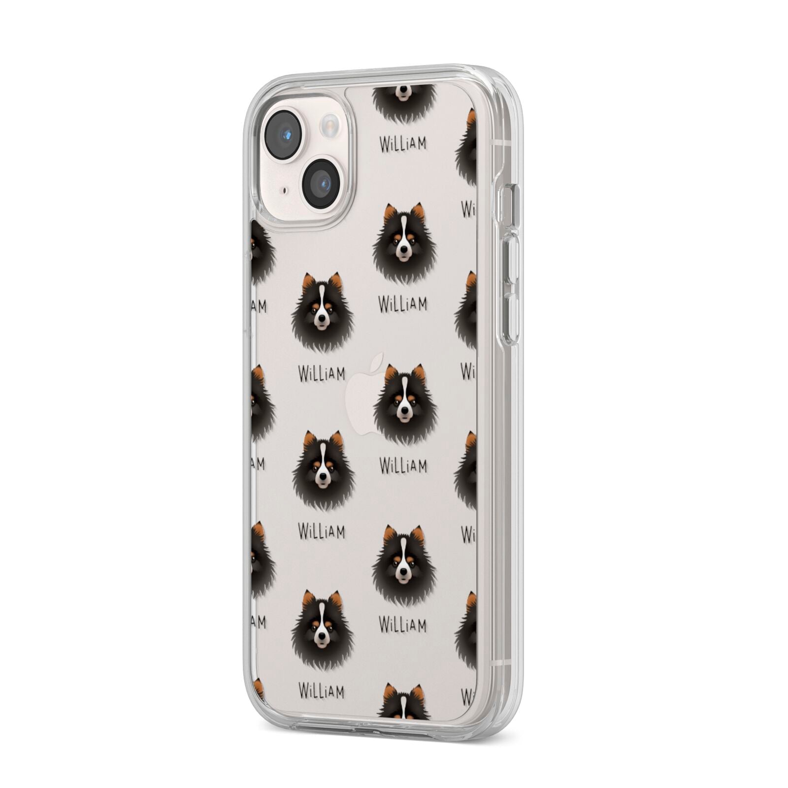 Pomchi Icon with Name iPhone 14 Plus Clear Tough Case Starlight Angled Image