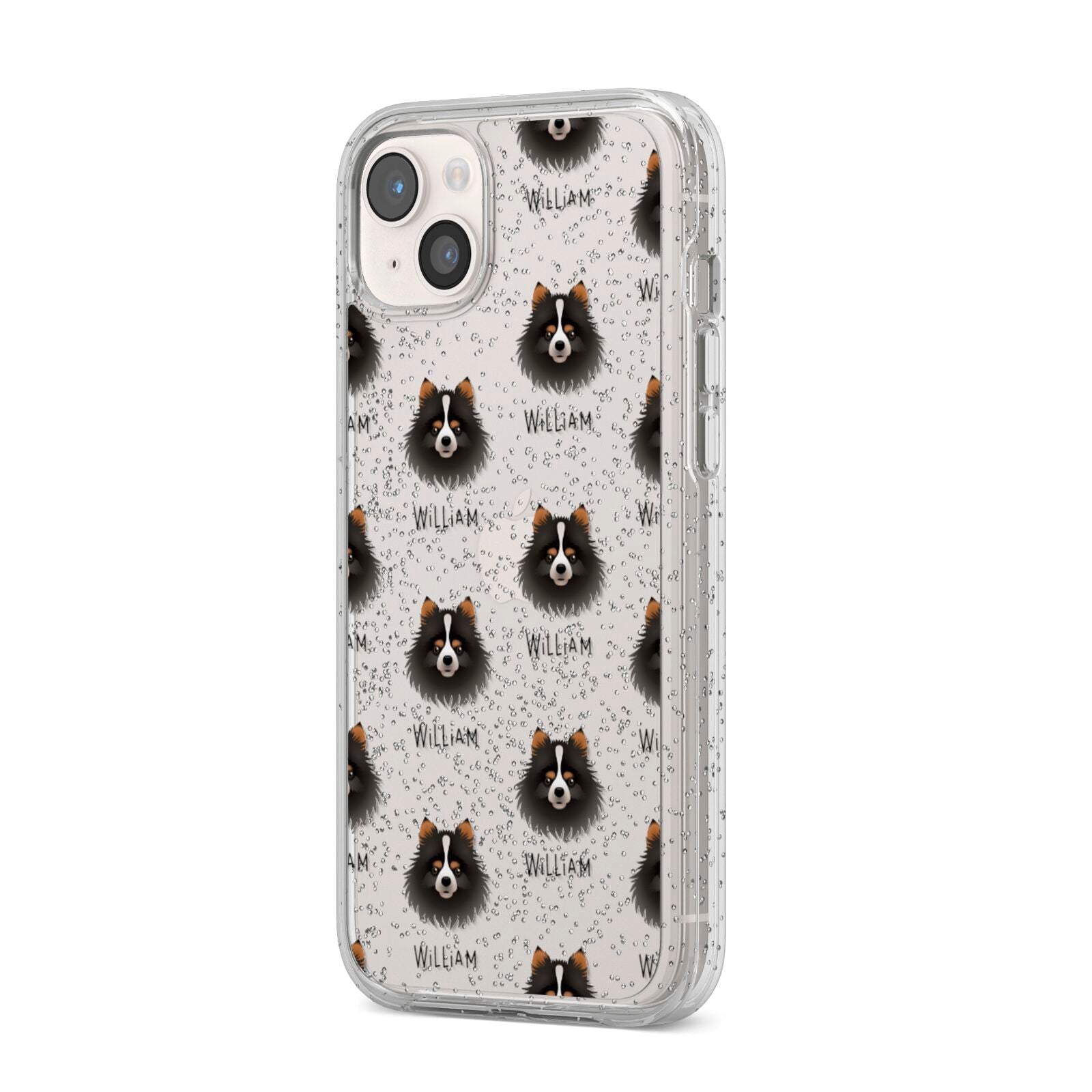 Pomchi Icon with Name iPhone 14 Plus Glitter Tough Case Starlight Angled Image