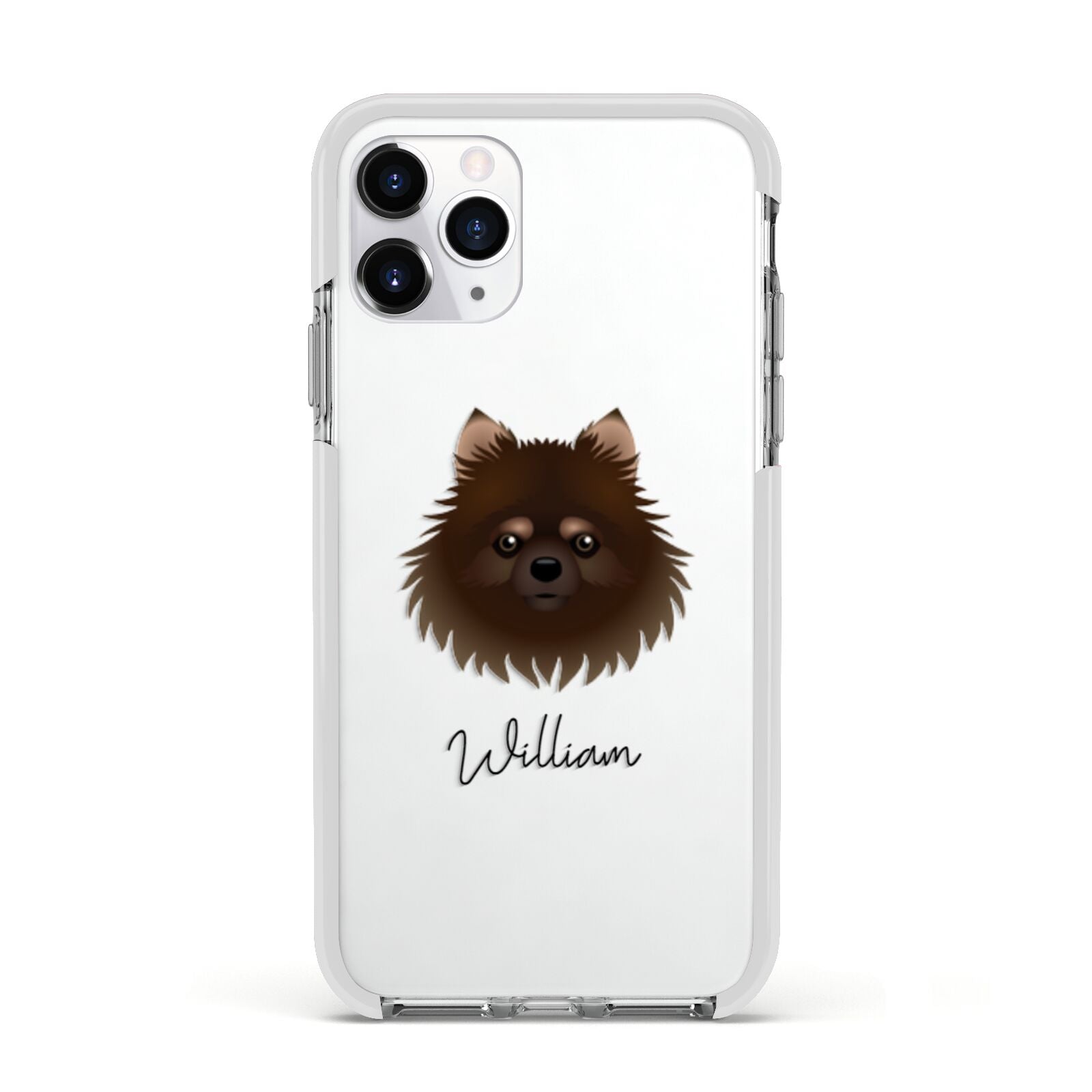 Pomchi Personalised Apple iPhone 11 Pro in Silver with White Impact Case