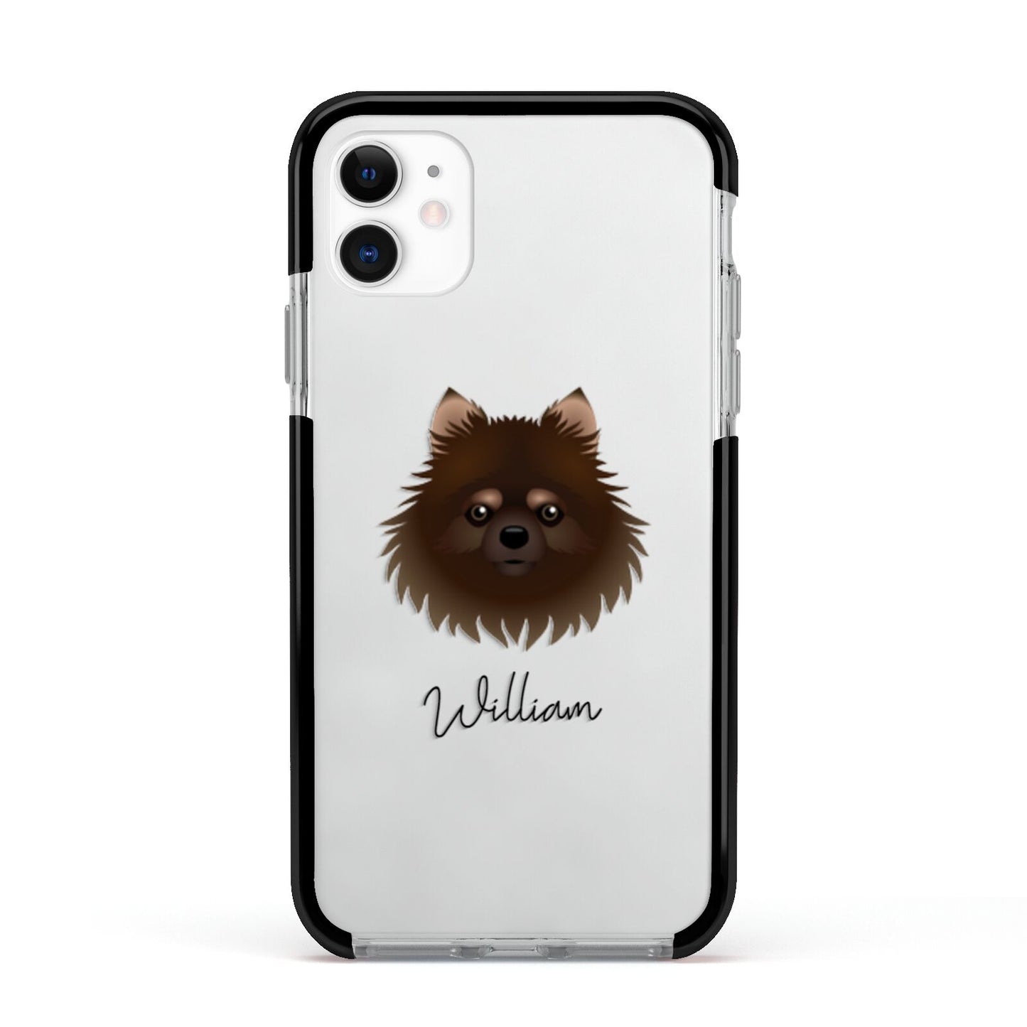 Pomchi Personalised Apple iPhone 11 in White with Black Impact Case