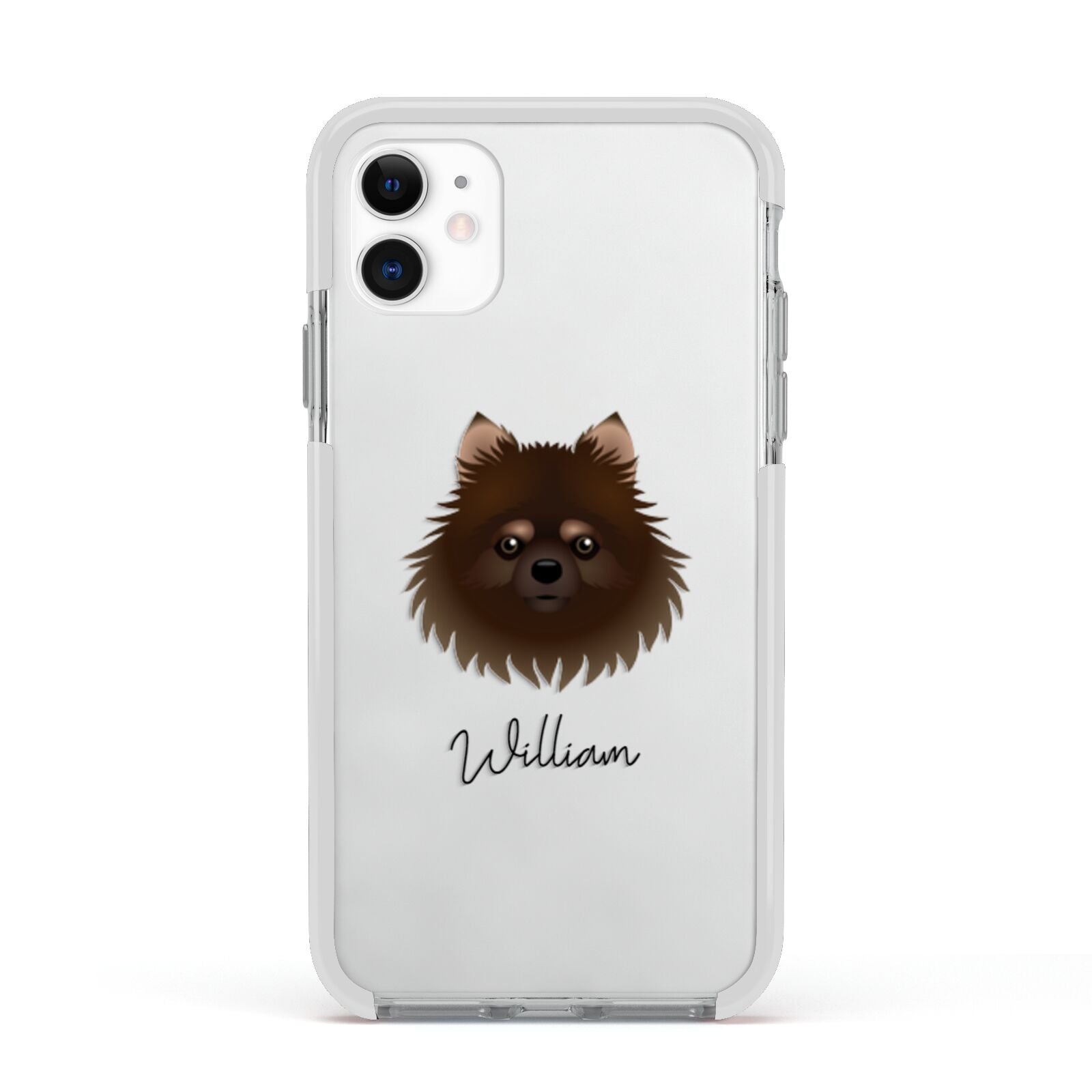 Pomchi Personalised Apple iPhone 11 in White with White Impact Case