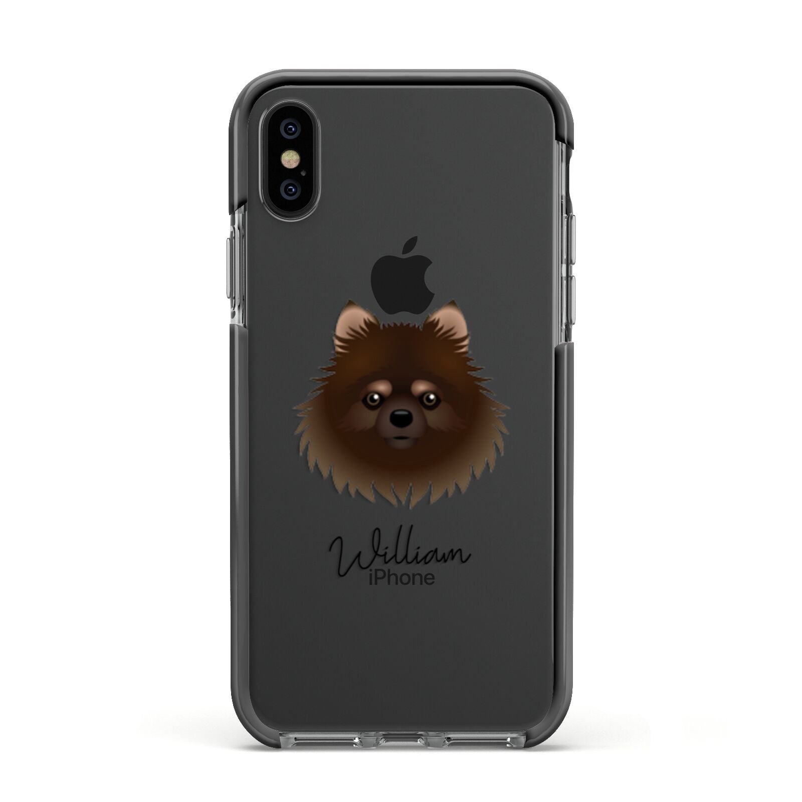 Pomchi Personalised Apple iPhone Xs Impact Case Black Edge on Black Phone