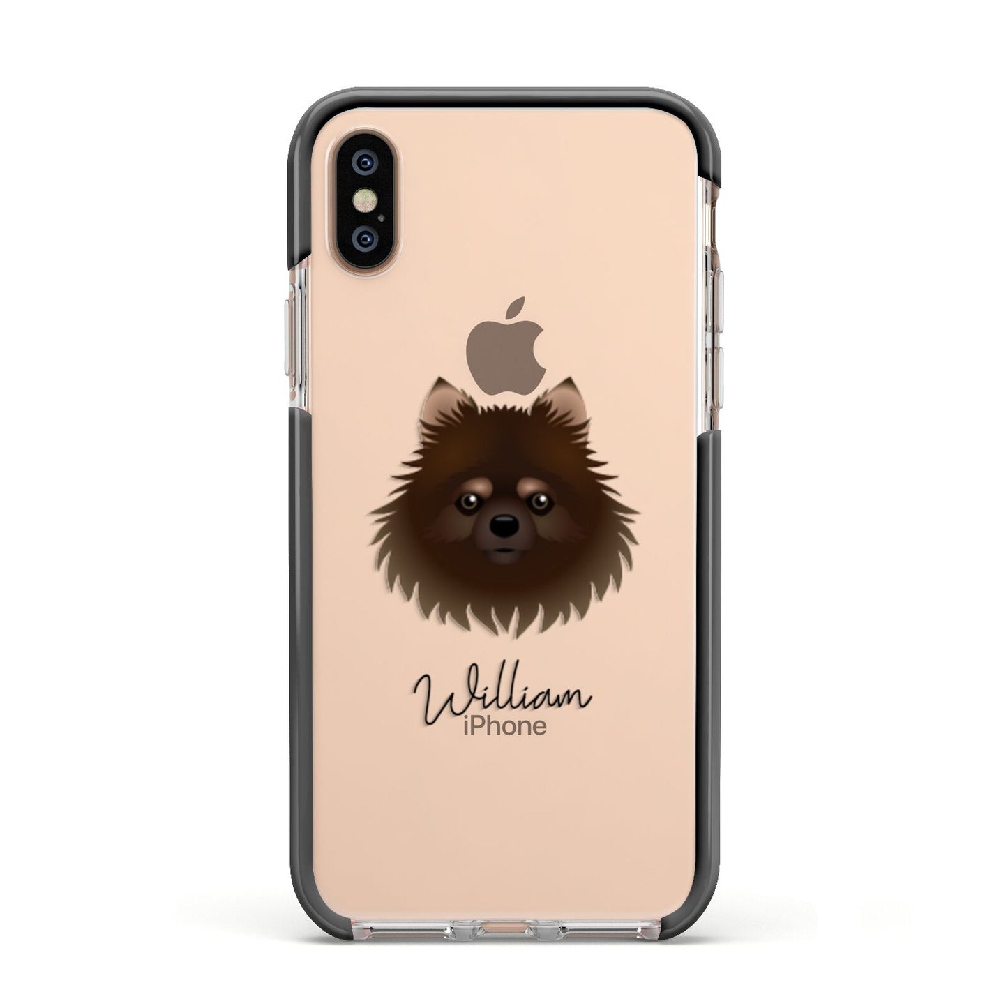 Pomchi Personalised Apple iPhone Xs Impact Case Black Edge on Gold Phone