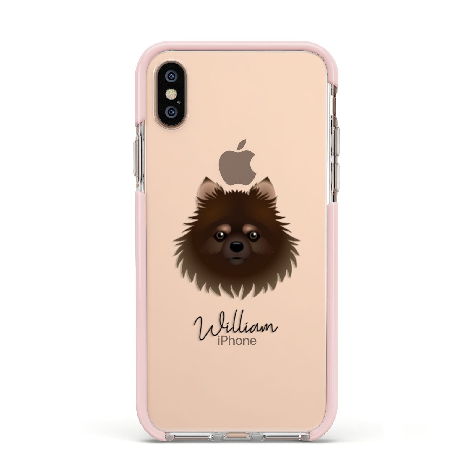 Pomchi Personalised Apple iPhone Xs Impact Case Pink Edge on Gold Phone