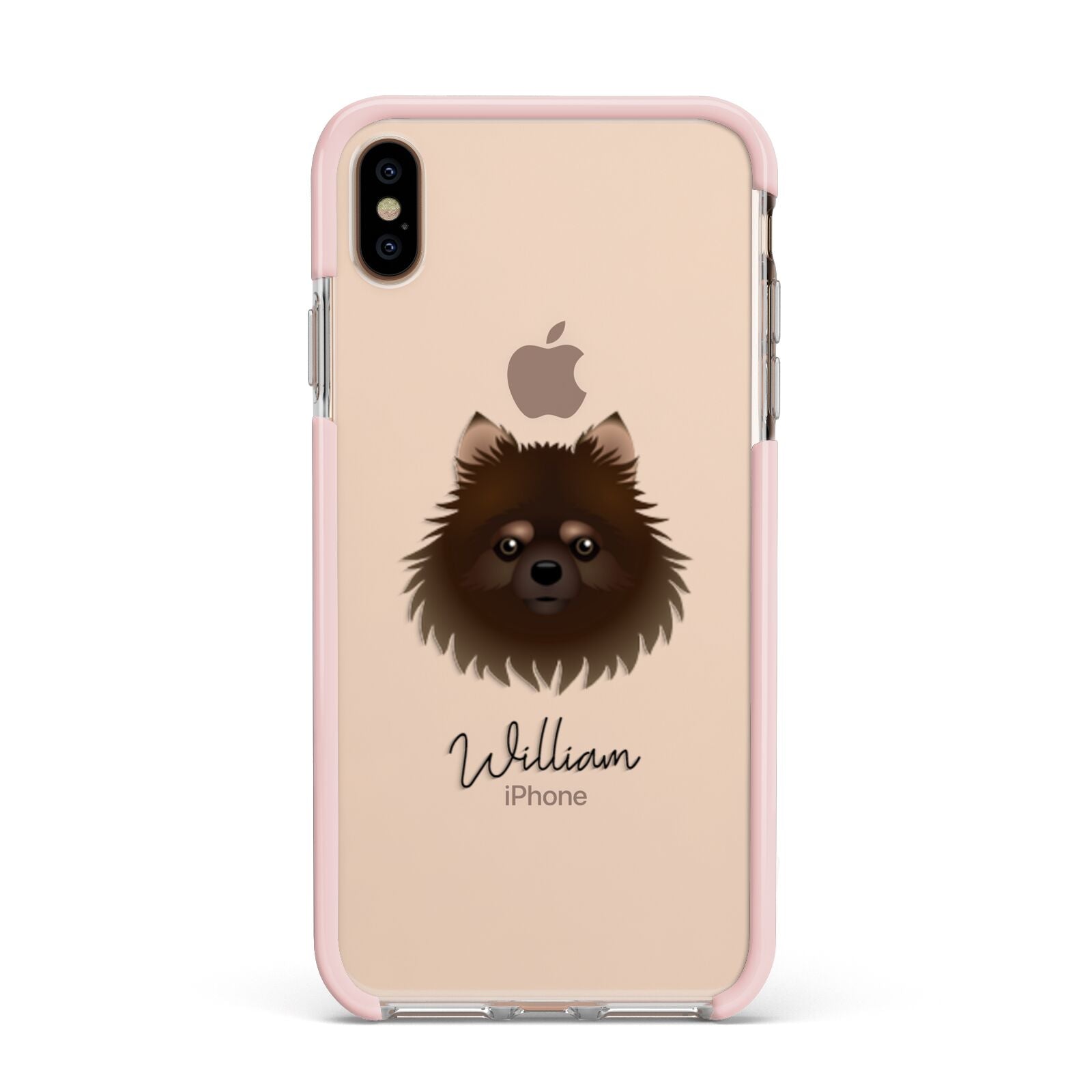 Pomchi Personalised Apple iPhone Xs Max Impact Case Pink Edge on Gold Phone