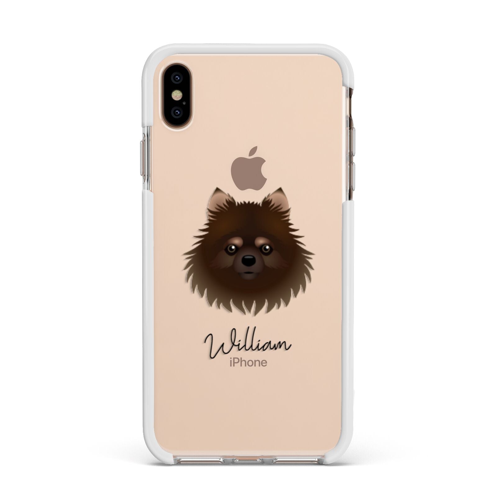 Pomchi Personalised Apple iPhone Xs Max Impact Case White Edge on Gold Phone