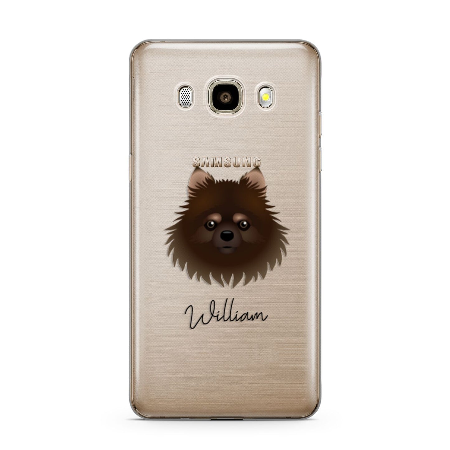 Pomchi Personalised Samsung Galaxy J7 2016 Case on gold phone