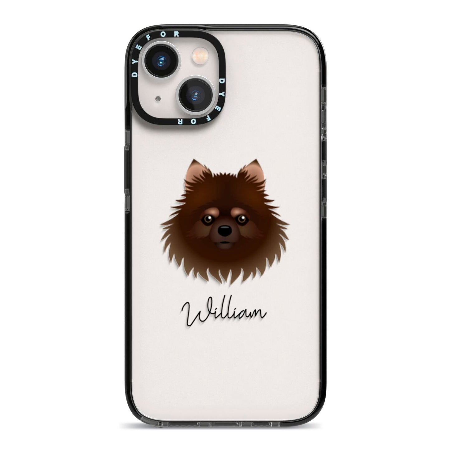 Pomchi Personalised iPhone 13 Black Impact Case on Silver phone